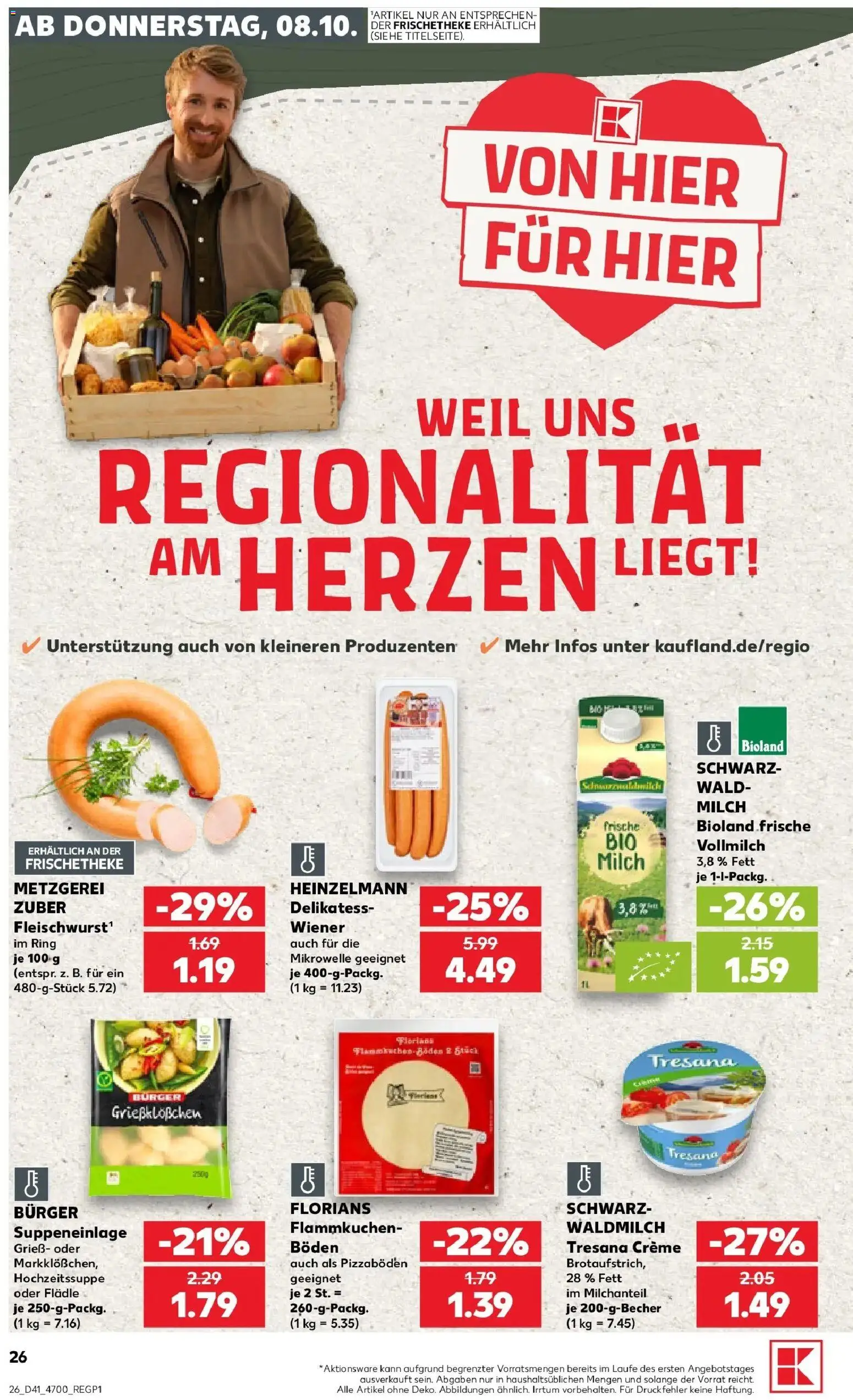 Prospekt Kaufland ab 08.10.2026 » Angebote Online zum Blättern | Seite: 26 | Produkte: Grieß, Mikrowelle, Burger, Creme