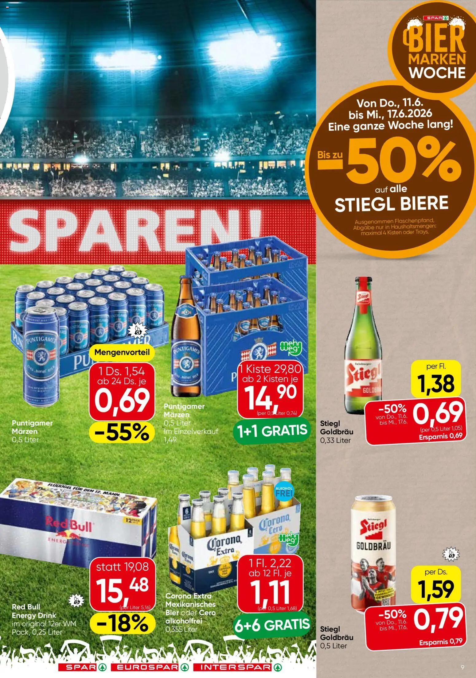 Spar Flugblatt - Steiermark gültig ab 11.06.2026 | Seite: 9 | Produkte: Bier