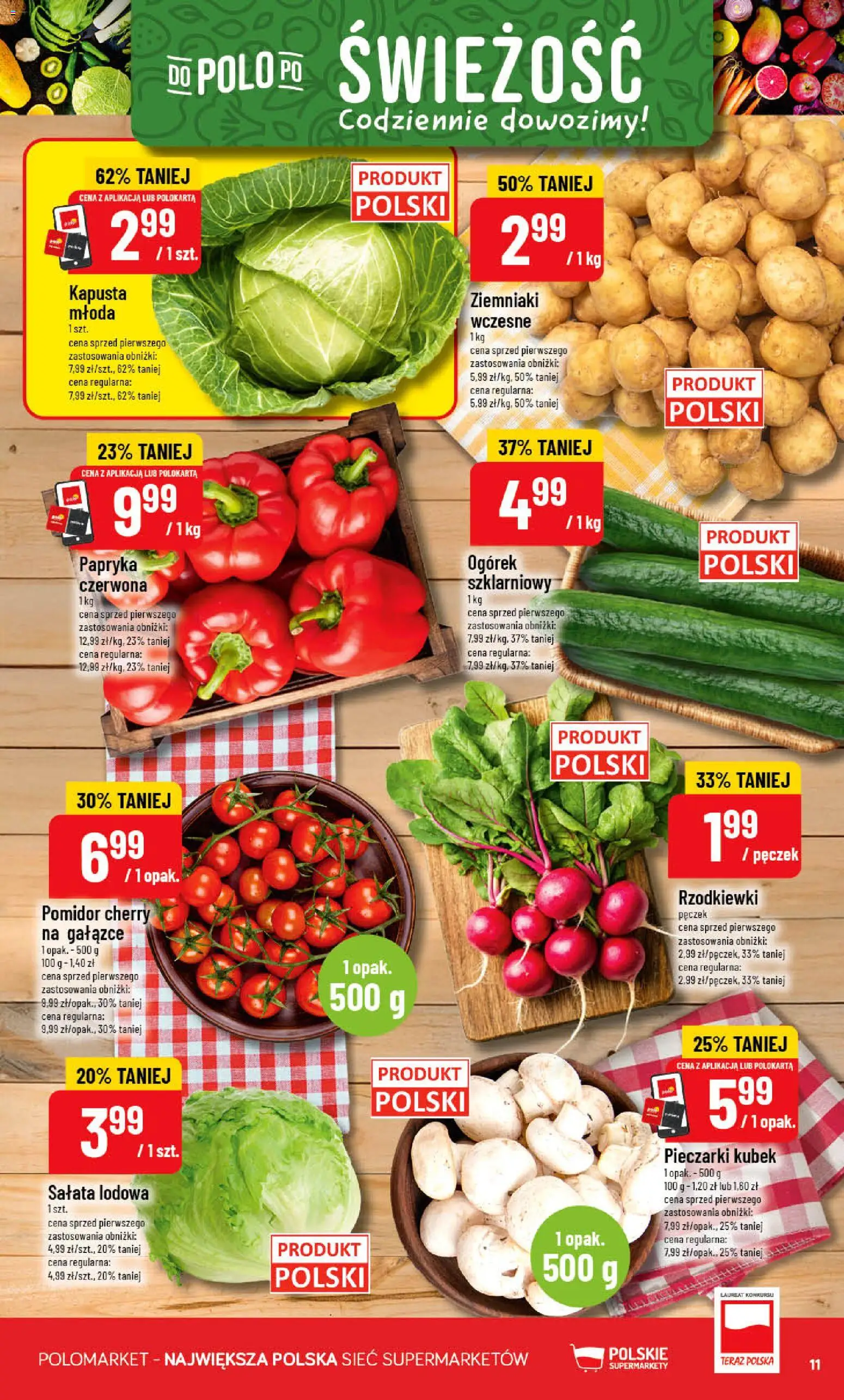 POLOmarket gazetka od 10.06.2026 | Strona: 11 | Produkty: Pieczarki, Papryka, Pomidor cherry, Ziemniaki