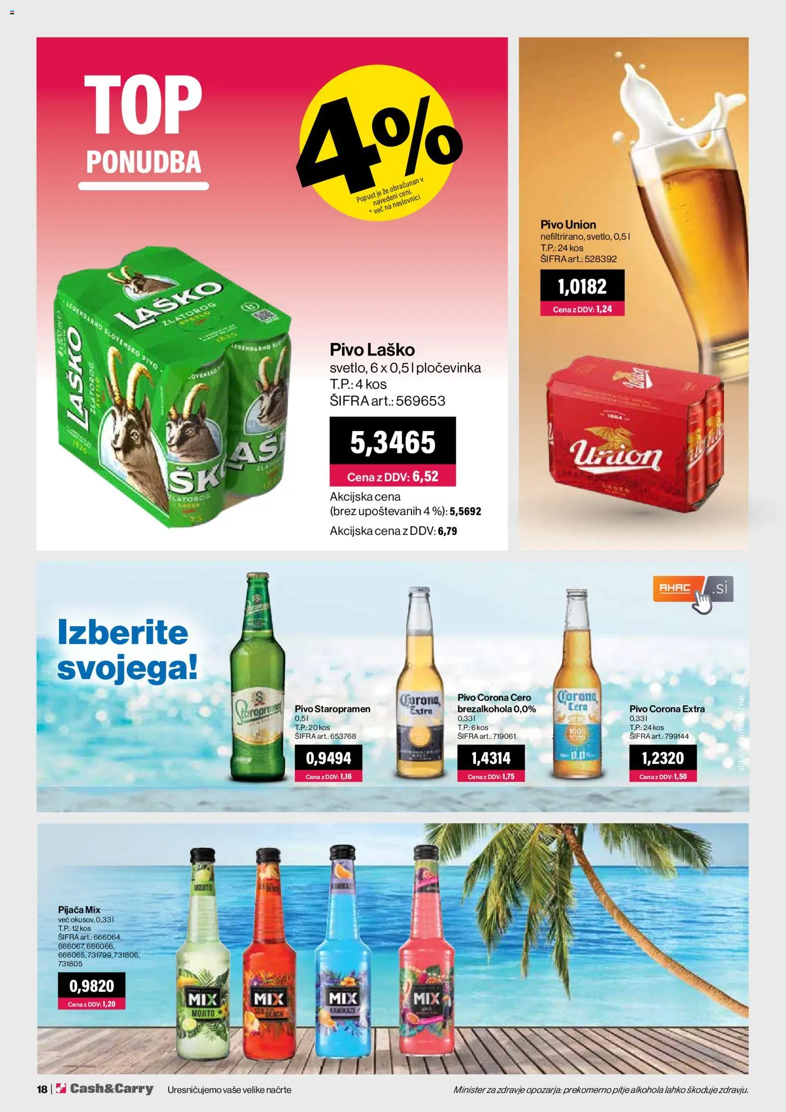 Novi Mercator katalog ponudbe – veljaven od 01.08.2026 | Stran: 18 | Izdelki: Kos, Pivo