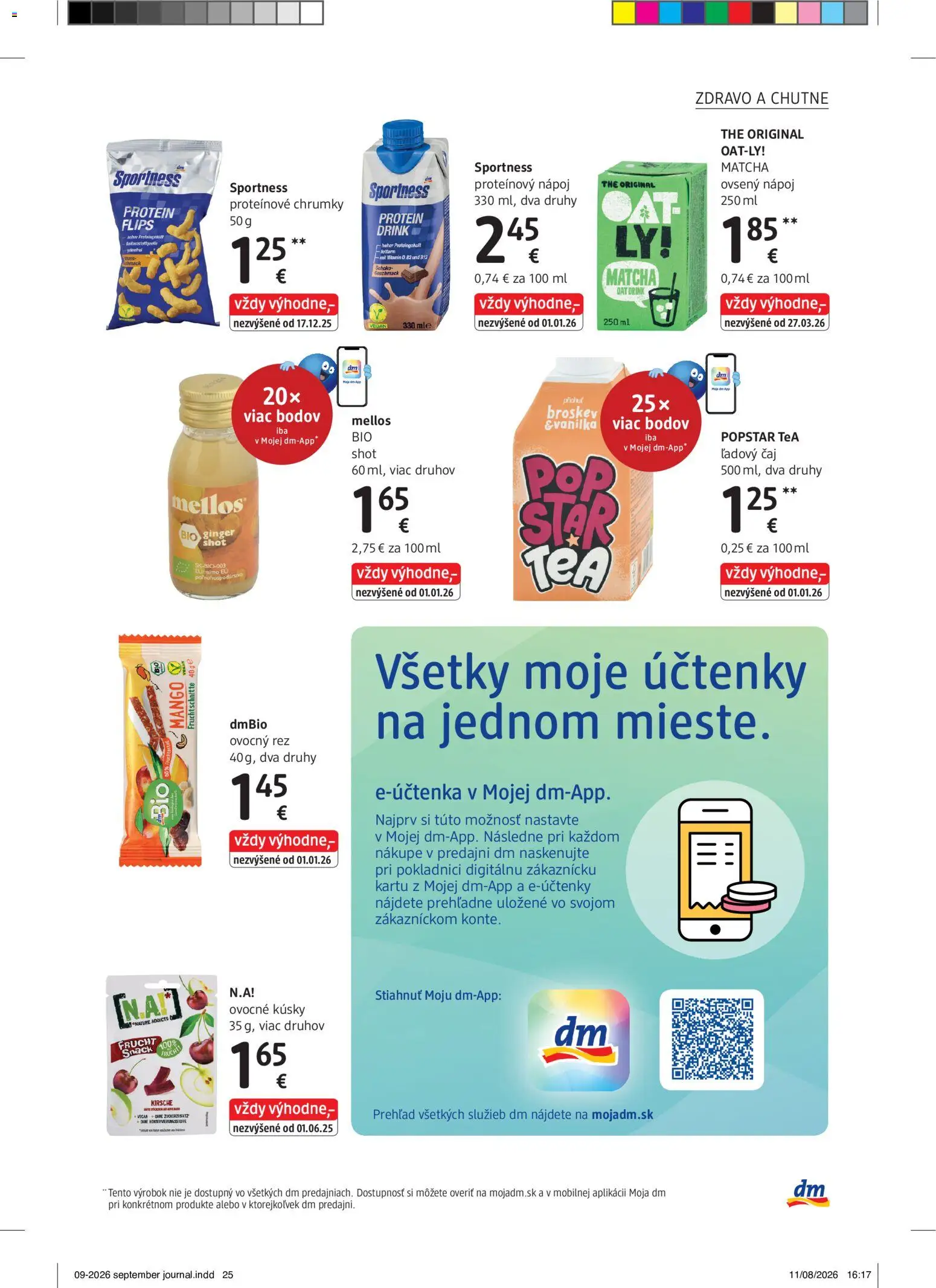 Nové dm drogerie akcie – leták je platný od 01.09.2026 | Strana: 25 | Produkty: Čaj, Protein, Mango, Ľadový čaj
