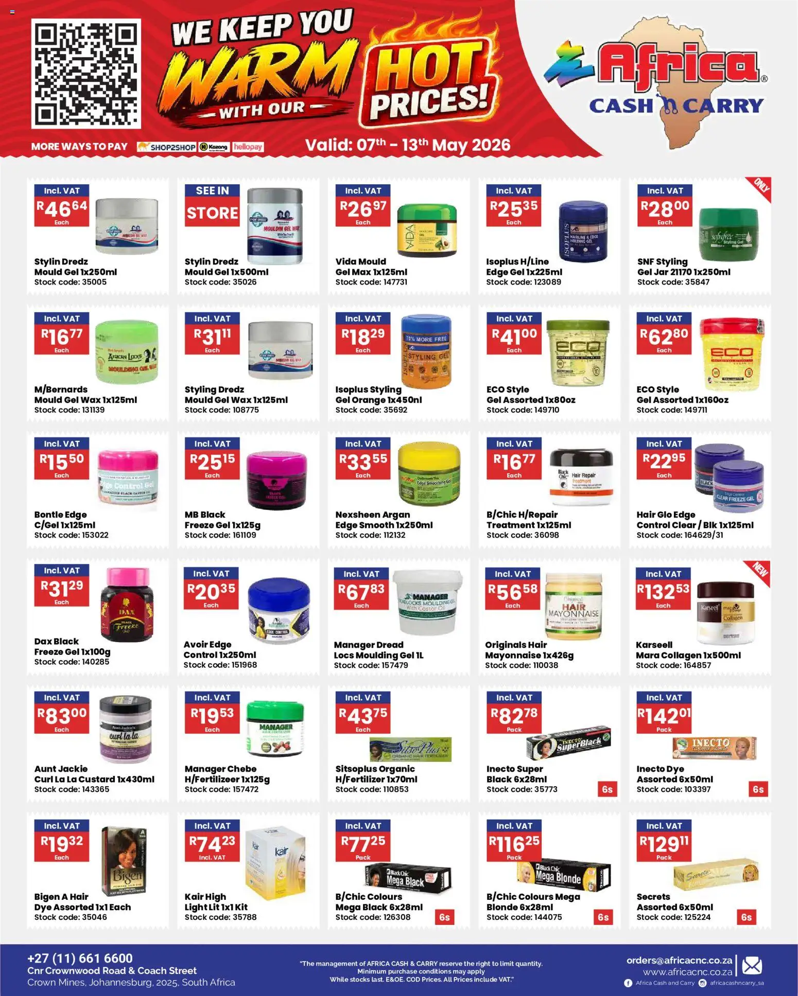 New Africa Cash & Carry catalogue – valid from 07/05/2026 | Page: 4 | Products: Custard, Wax, Oil, Mayonnaise