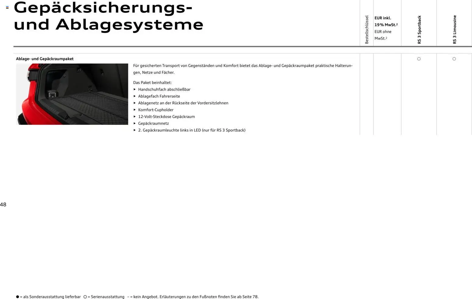 Audi RS 3 Sportback / RS 3 Limousine – gültig ab 28.10.2025 | Seite: 48