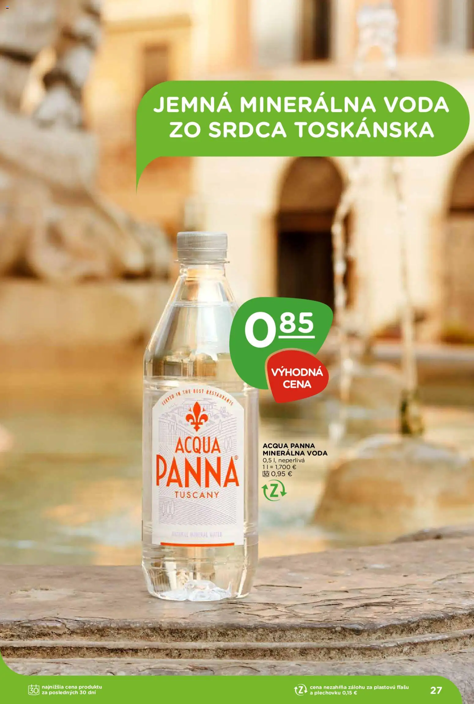 Nové Terno akcie – leták je platný od 30.07.2026 | Strana: 27 | Produkty: Voda, Minerálna voda