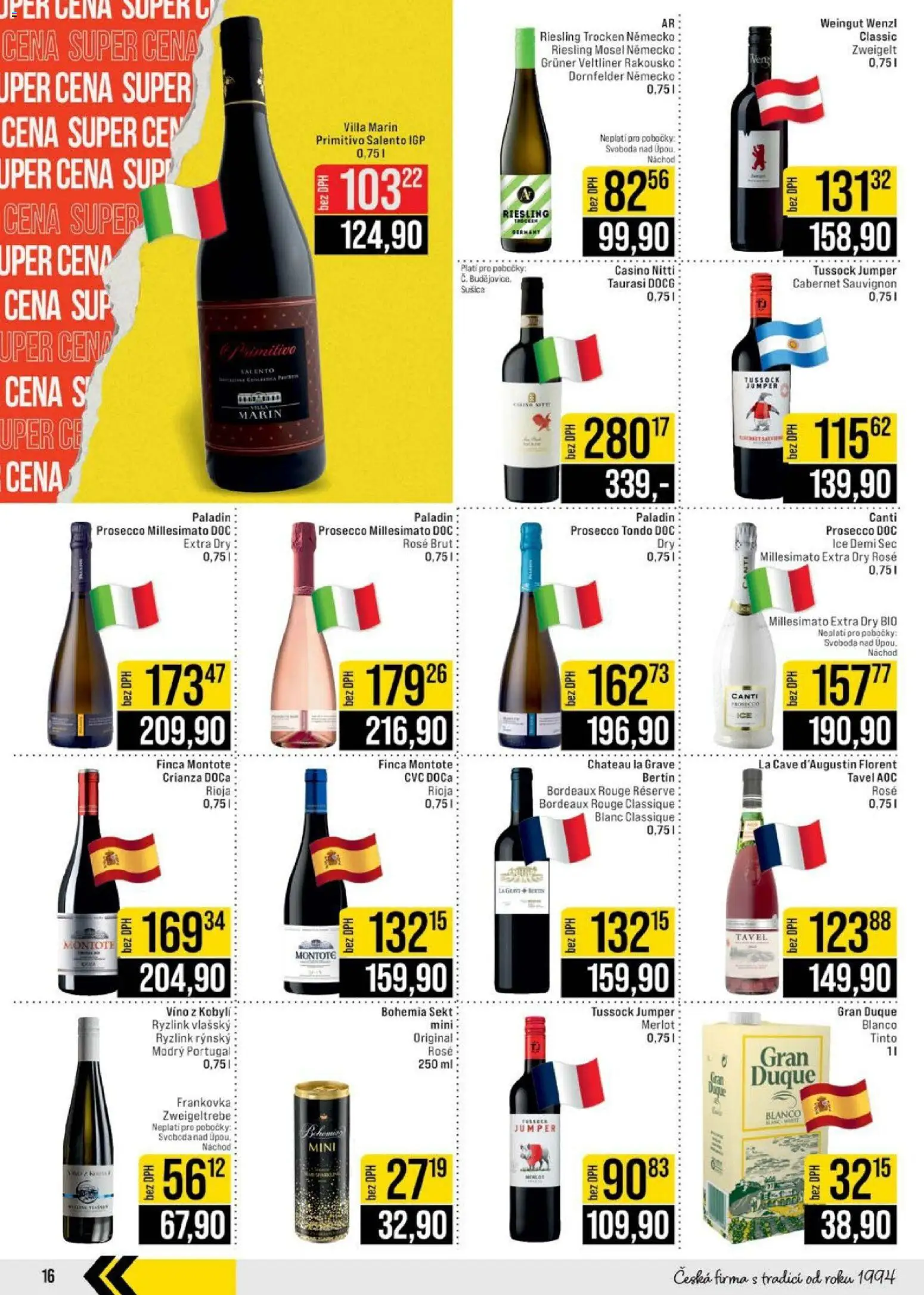 Jip leták - Cash & Carry od 10.06.2026 | Strana: 16 | Produkty: Víno, Merlot, Sekt, Sušiče