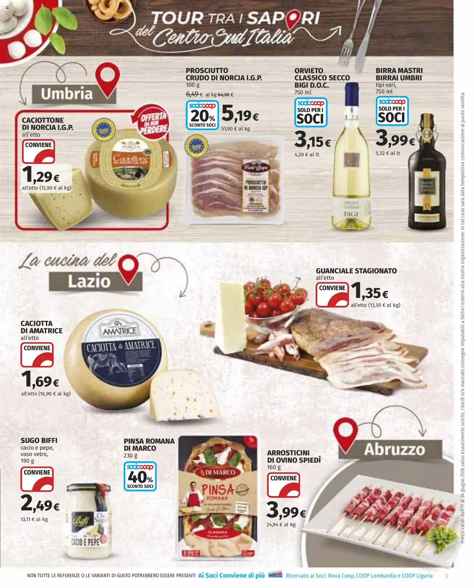 Volantino COOP del 11.06.2026 | Pagina: 9 | Prodotti: Data, Arrosticini, Ovino, Guanciale