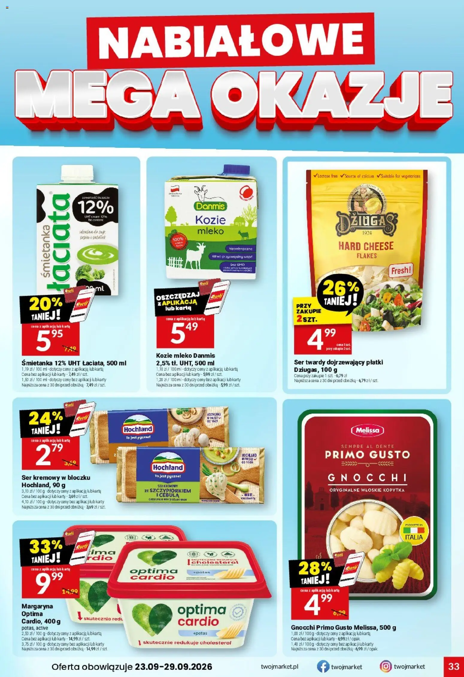 Twój Market gazetka od 23.09.2026 | Strona: 33 | Produkty: Karta, Margaryna, Kopytka, Ser twardy
