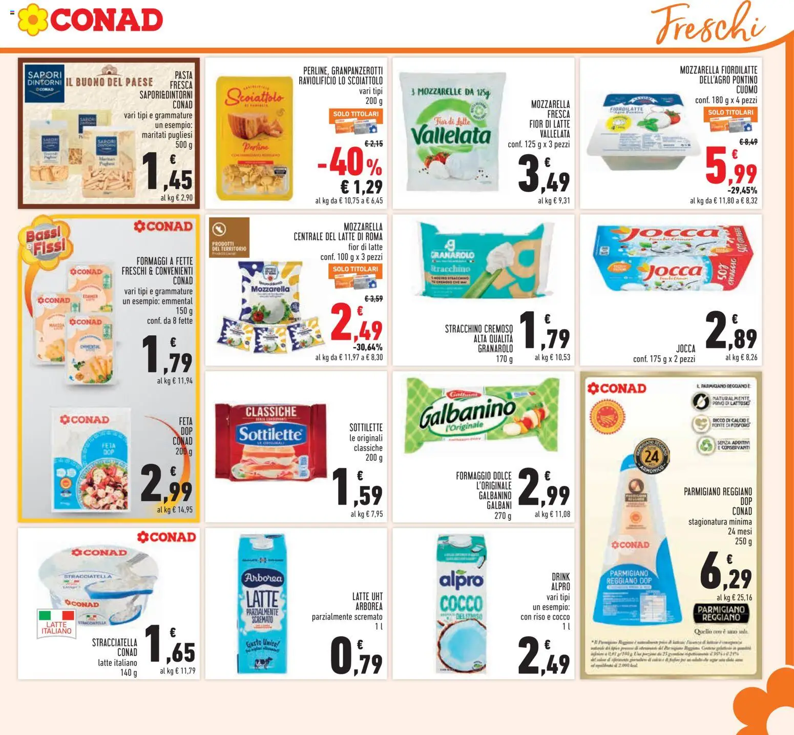 Volantino Conad del 12/08/2026 | Pagina: 7 | Prodotti: Latte, Feta, Parmigiano, Emmental