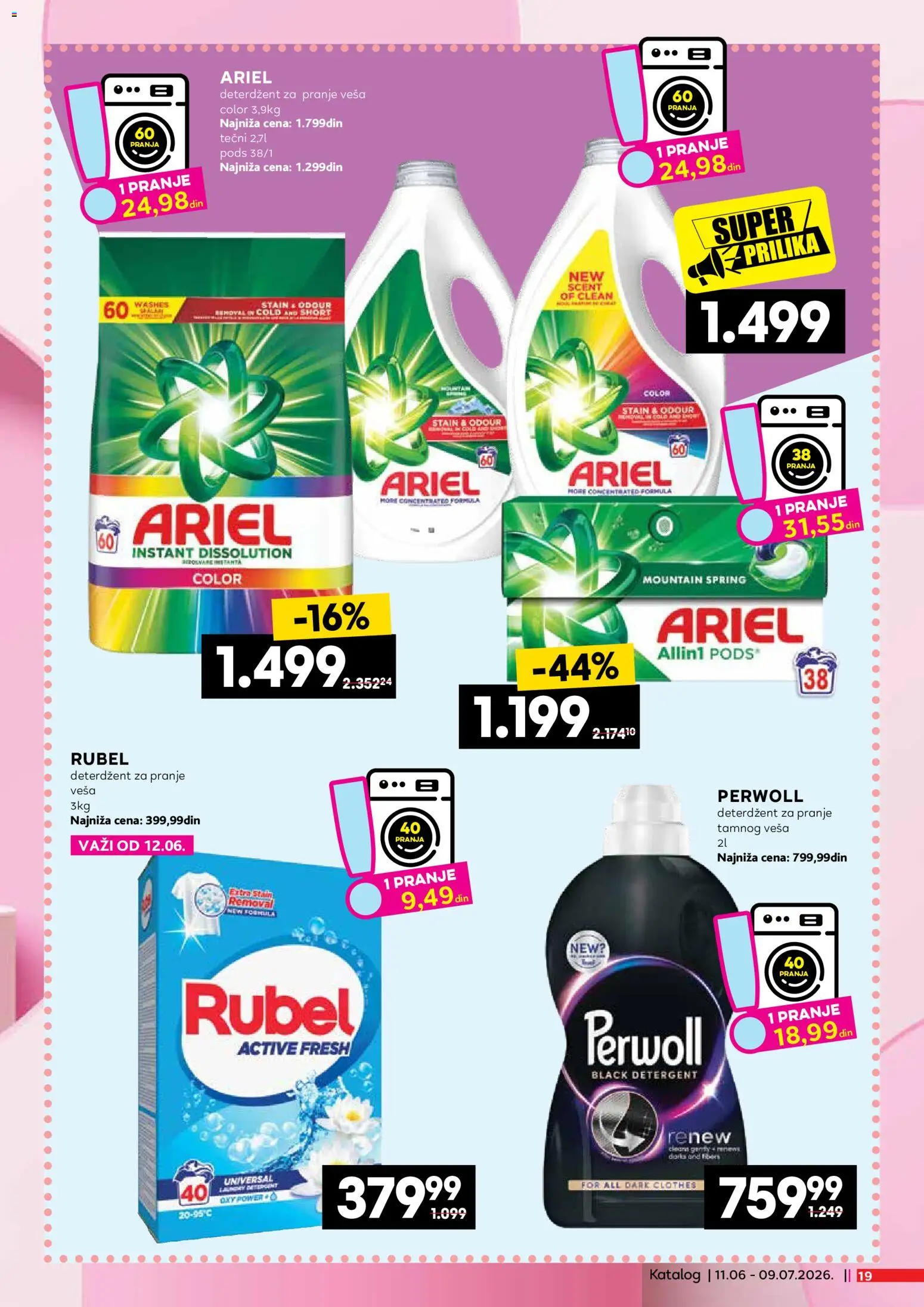 Roda katalog - važi od 11.06.2026 | Strana: 19 | Proizvode: Deterdžent, Ariel, Perwoll