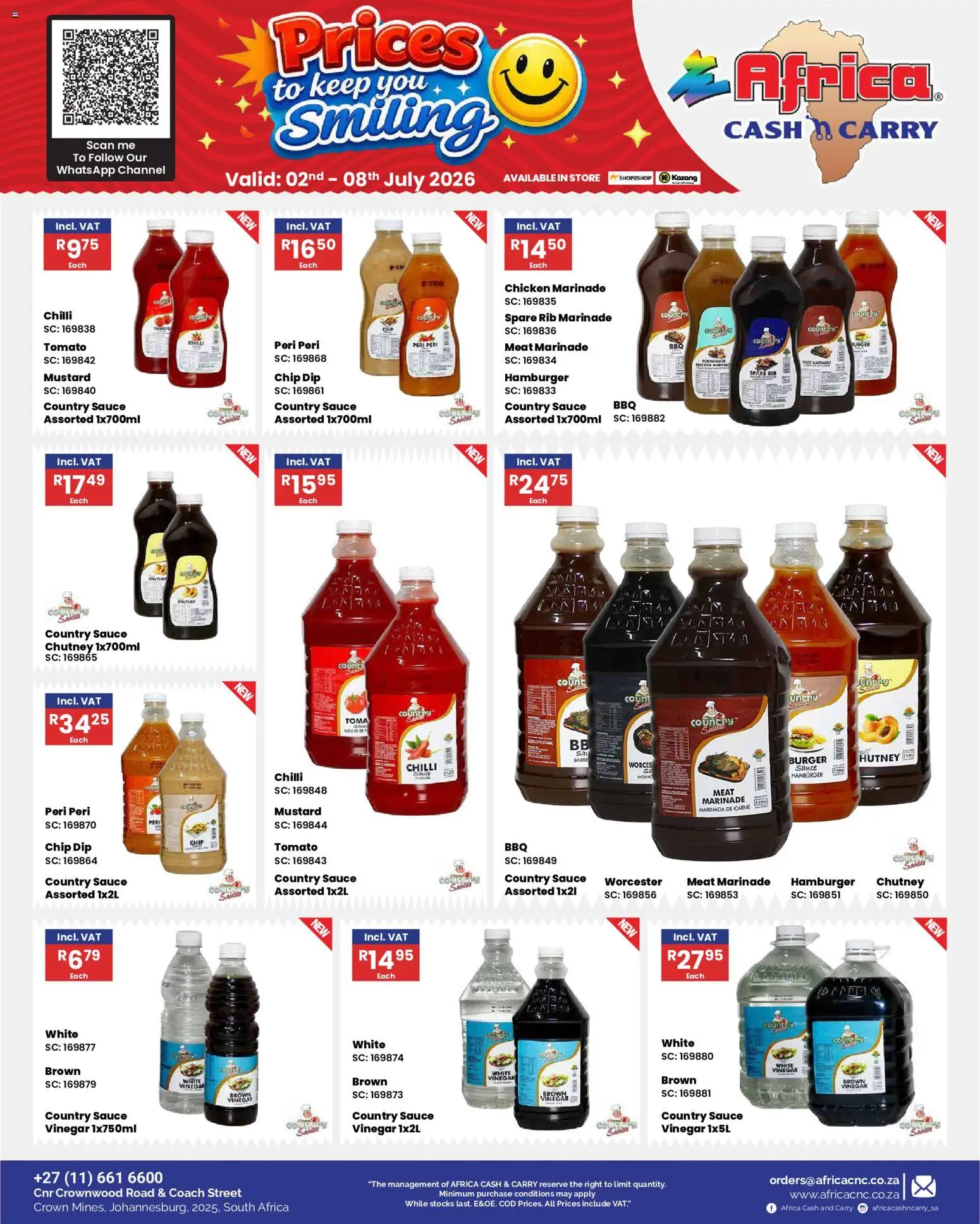 New Africa Cash & Carry catalogue – valid from 02/07/2026 | Page: 28 | Products: Chutney, Vinegar, Chicken, Marinade