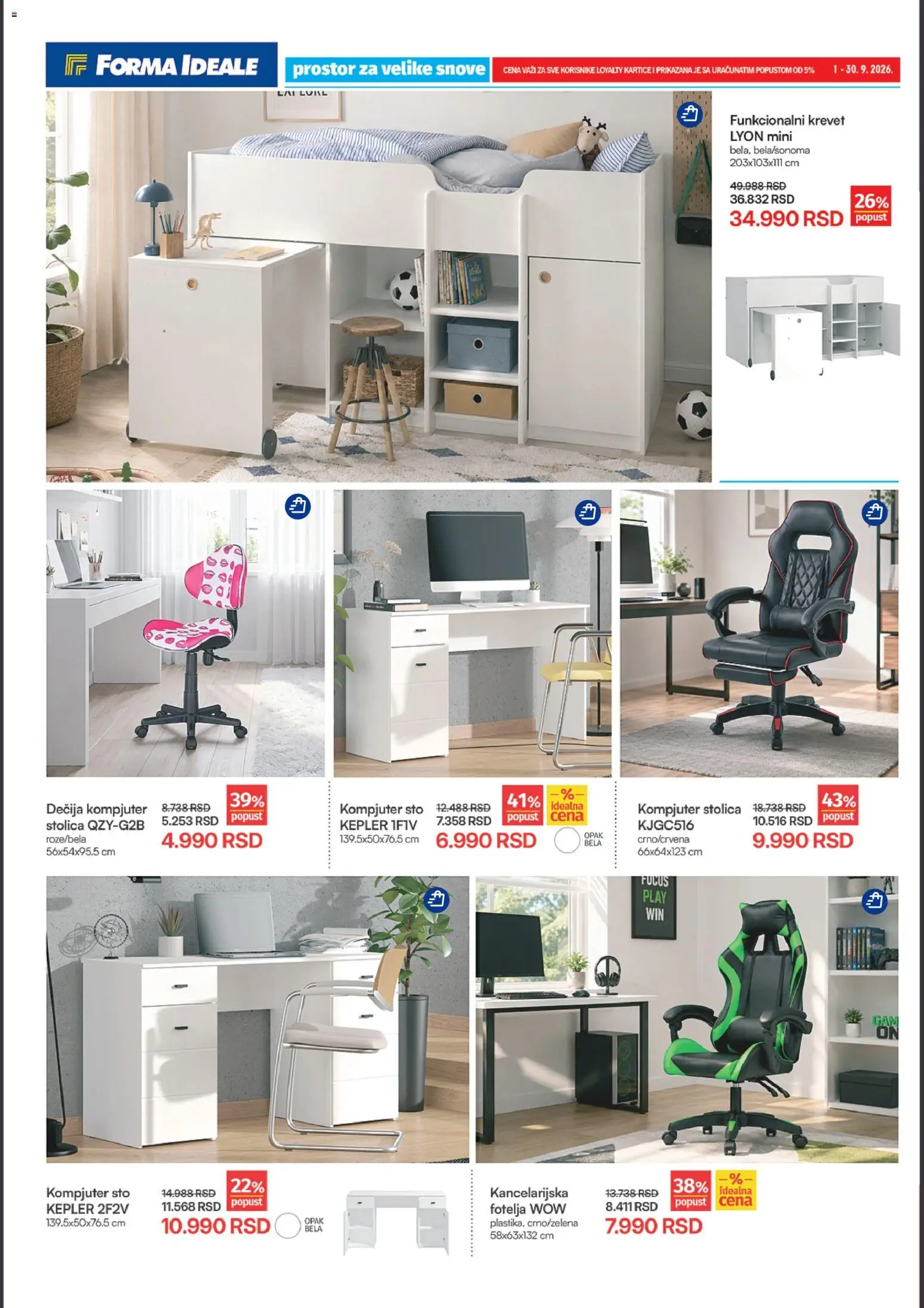 Forma Ideale katalog - važi od 01.09.2026 | Strana: 4 | Proizvode: Krevet, Sto, Stolica, Kompjuter