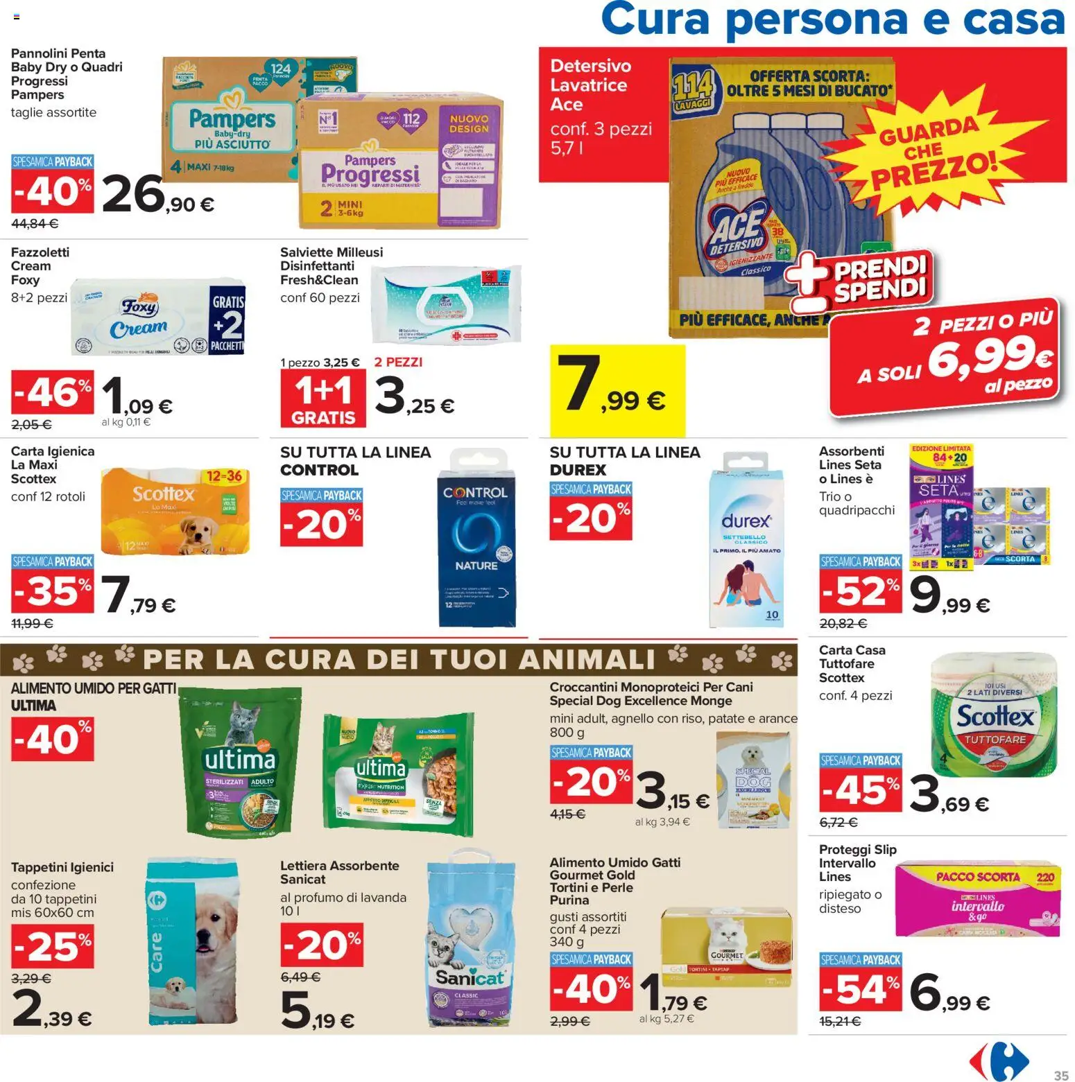 Volantino Carrefour del 15/09/2026 | Pagina: 35 | Prodotti: Carta igienica, Pampers, Agnello, Profumo