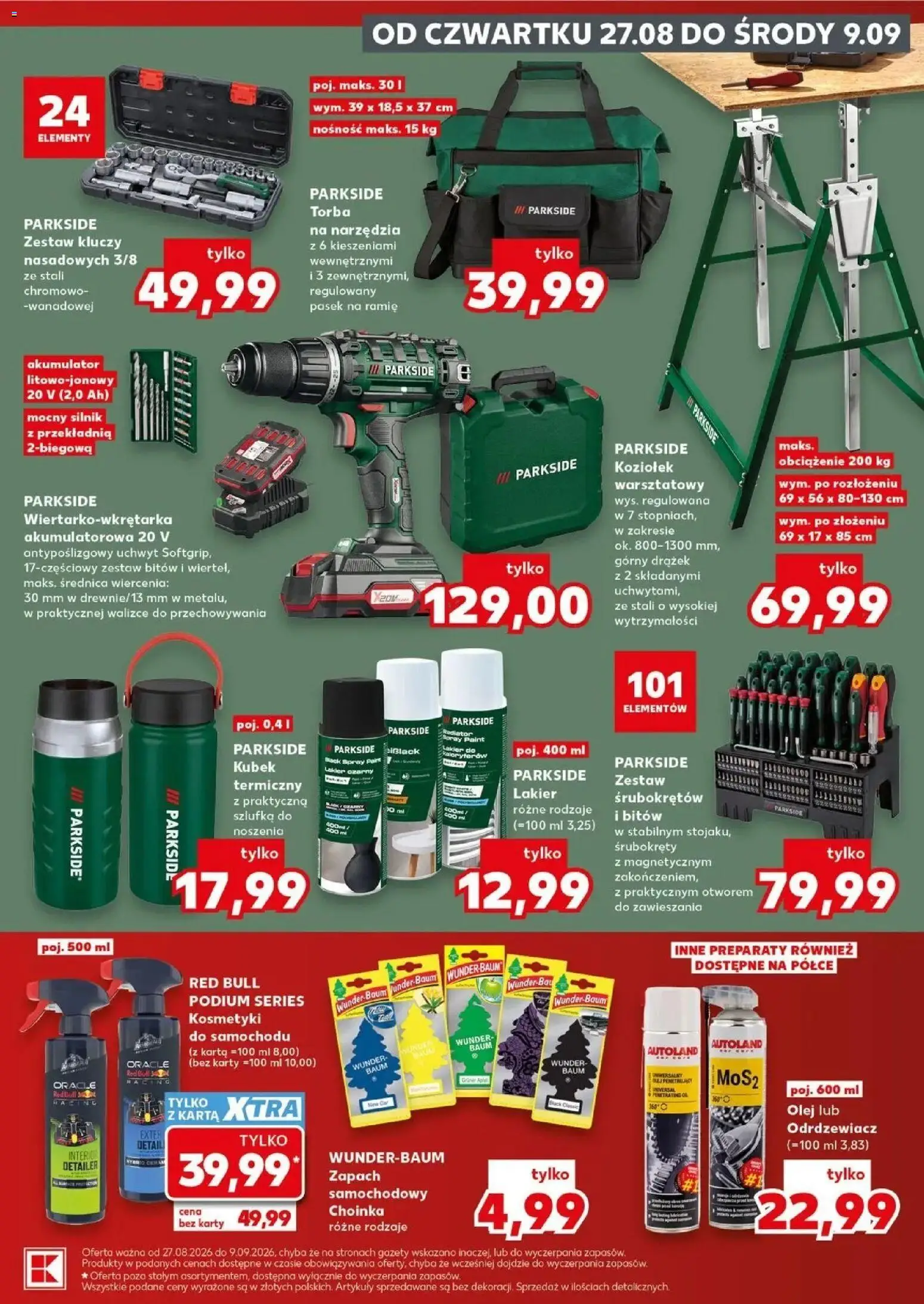 Kaufland gazetka - Złap Okazje od 27.08.2026 - od jutra PDF | Strona: 15 | Produkty: Torba, Kubek termiczny, Zestaw śrubokrętów, Olej