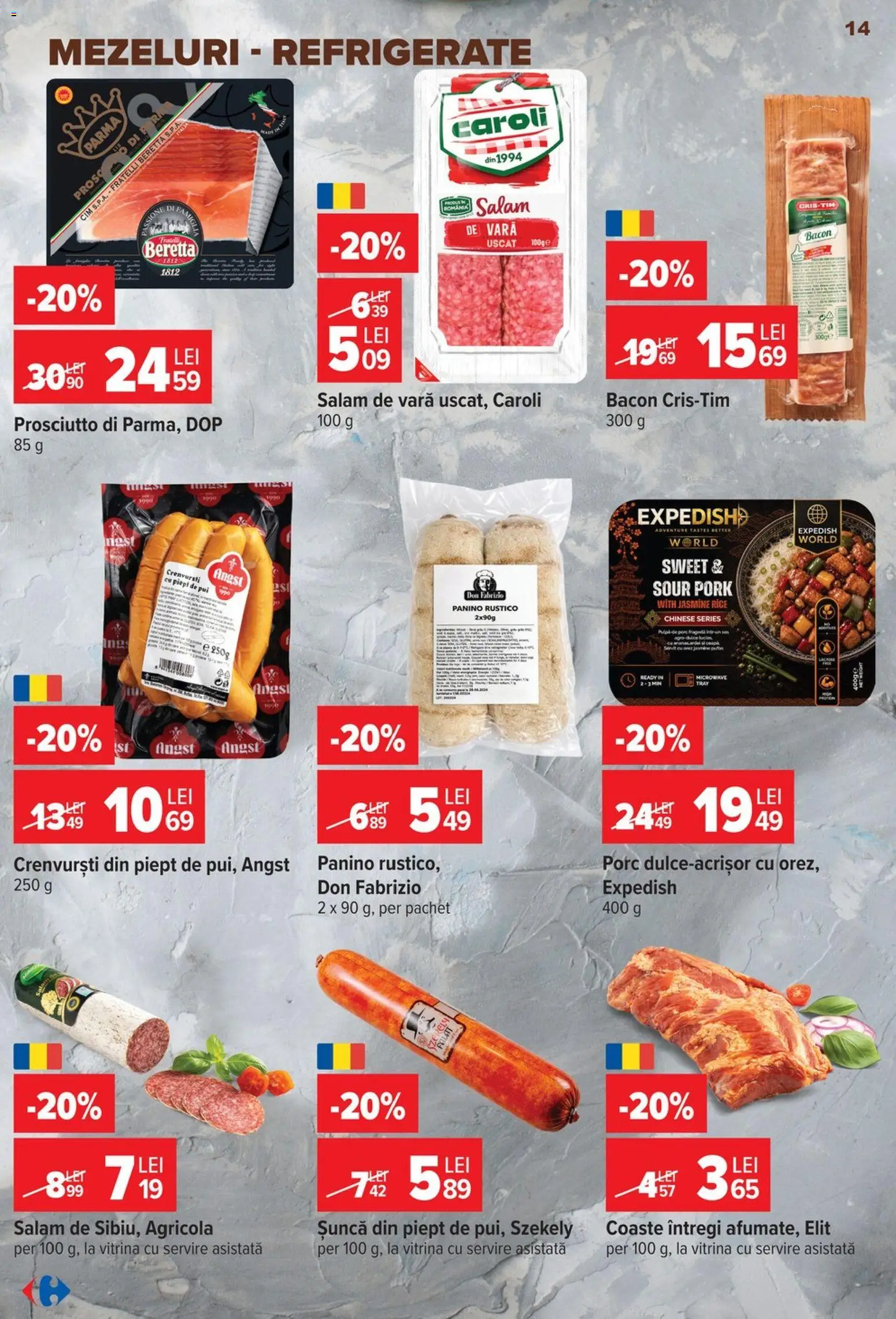 Noul catalog Carrefour – valabil de la 14.10.2026 | Pagină: 14 | Produse: Agricola, Vitrină, Bacon, Salam