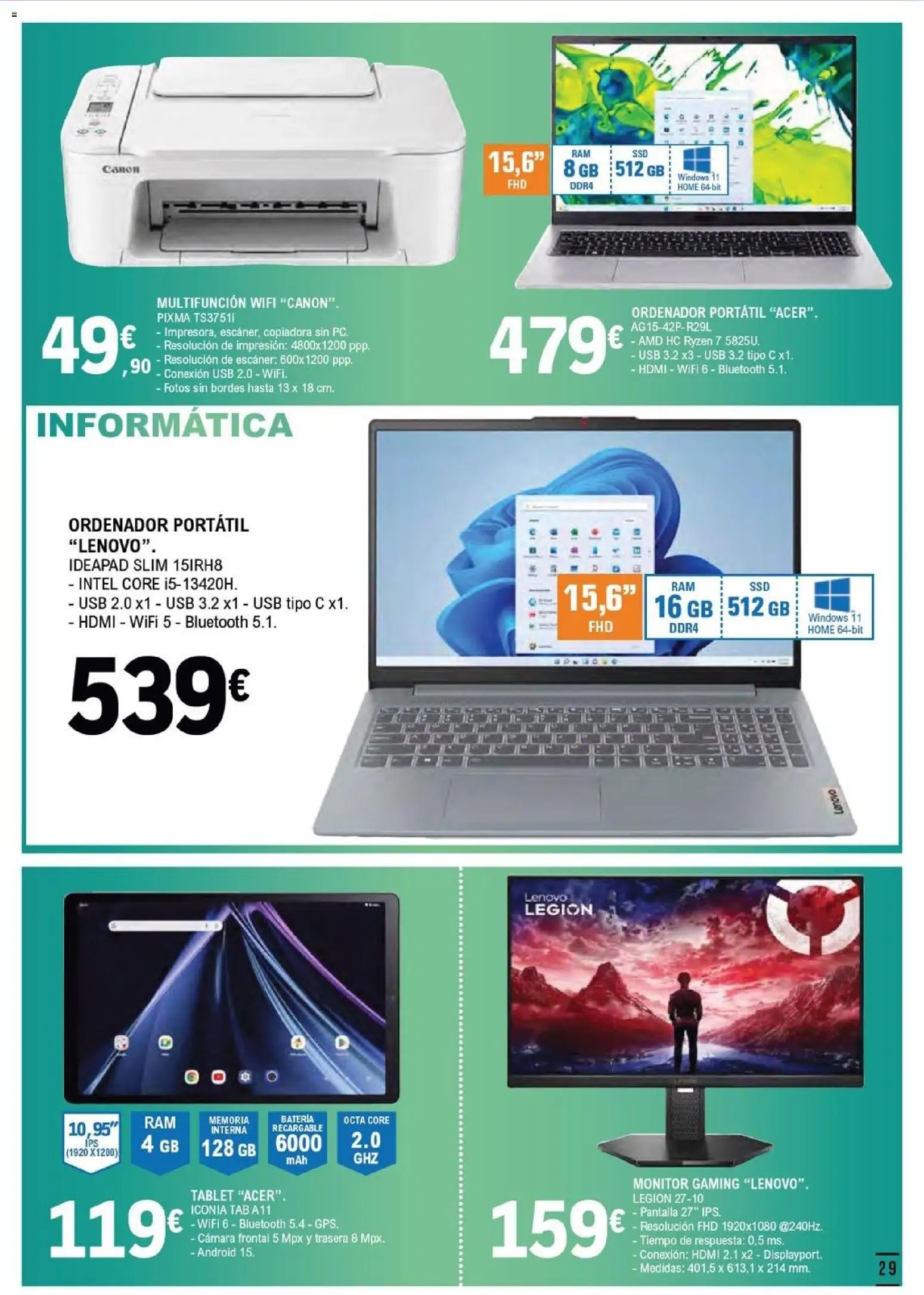 E.Leclerc folleto Salamanca │ válido desde el 05/08/2026 | Página: 29 | Productos: Tablet, Monitor, USB, Batería