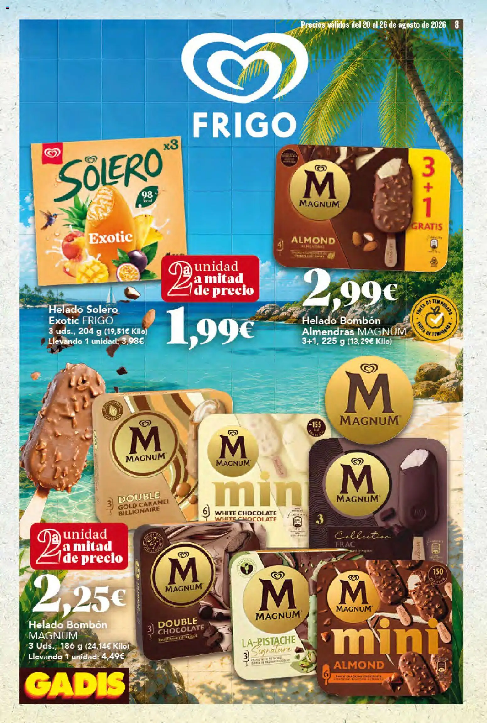 Gadis folleto │ válido desde el 20/08/2026 | Página: 8 | Productos: Helado bombón, Chocolate, Helado, Almendras