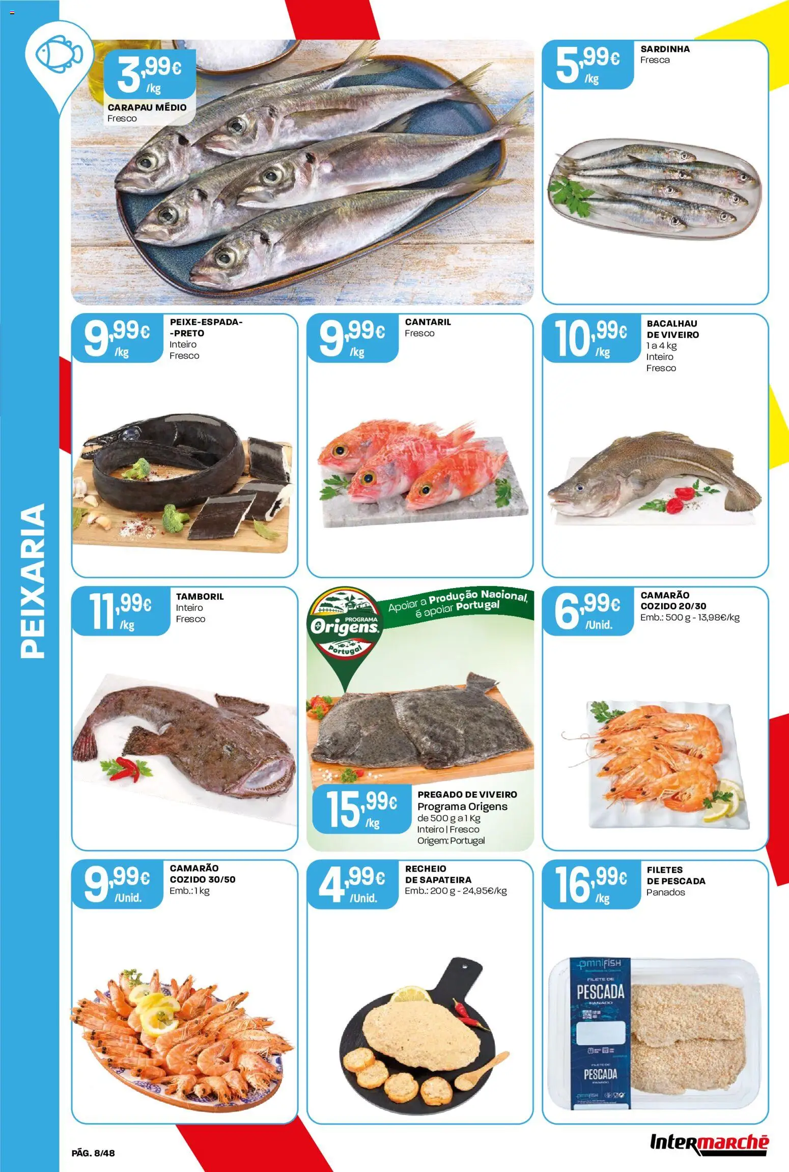 Intermarché folheto │ válido de 08/10/2026 | Página: 8 | Produtos: Camarão, Tamboril, Panados, Filete