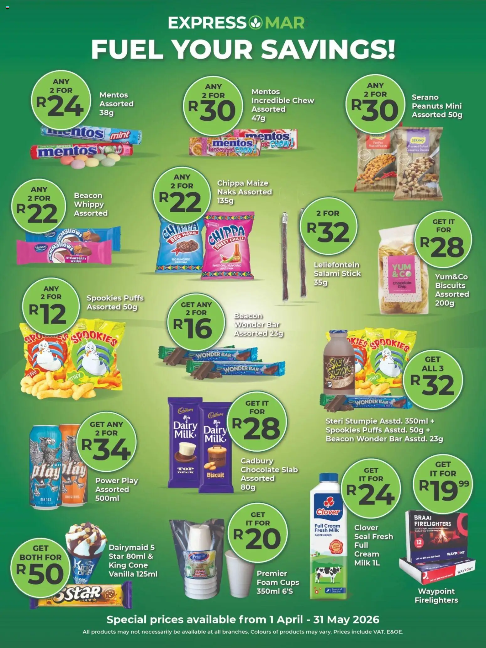 New Agrimark catalogue – valid from 01.04.2026 | Page: 2 | Products: Milk, Biscuits, Cream, Chilli