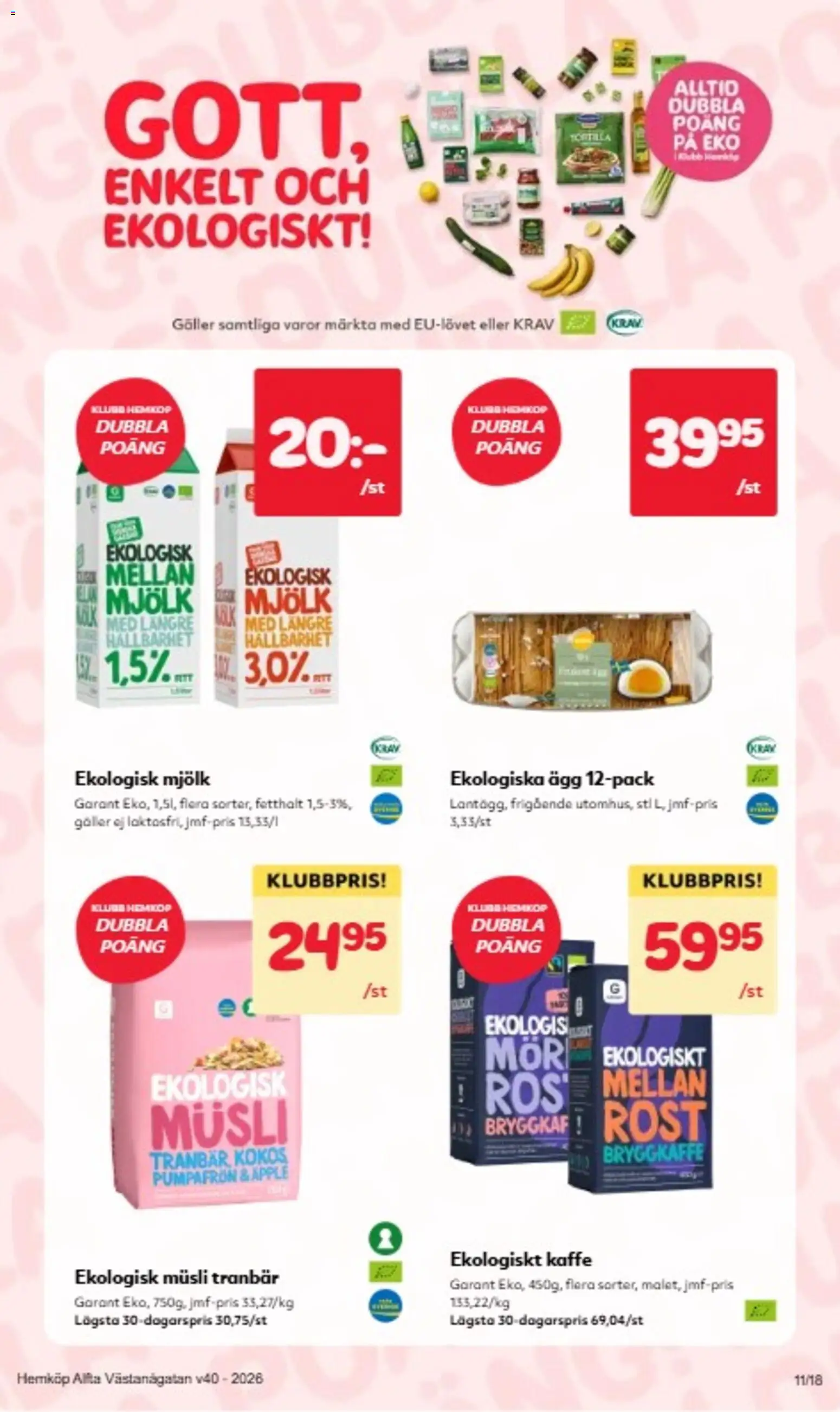 Hemköp reklamblad aktuell från 28/09/2026 | Sida: 11 | Produkter: Tranbär, Kokos, Kaffe, Äpple