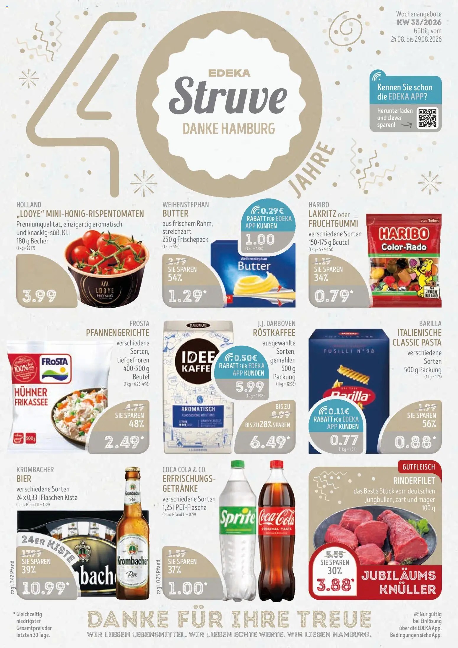 Edeka Struve Prospekt – gültig ab 24.08.2026 | Seite: 1 | Produkte: Coca cola, Barilla, Bier, Rinderfilet
