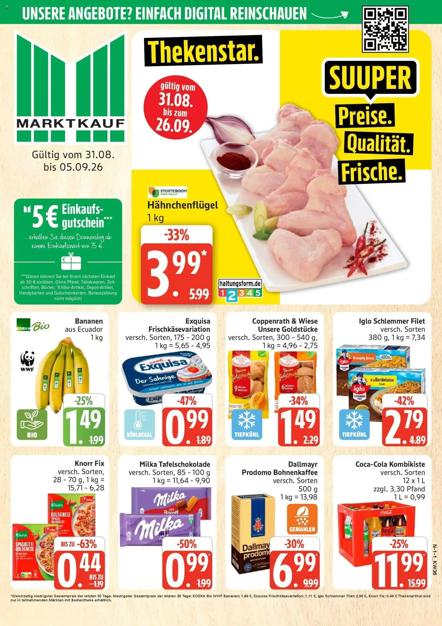 Marktkauf Prospekt Buxtehude (ab 31.08.2026) » Angebote online | Seite: 1 | Produkte: Knorr fix, Iglo, Bananen, Milka