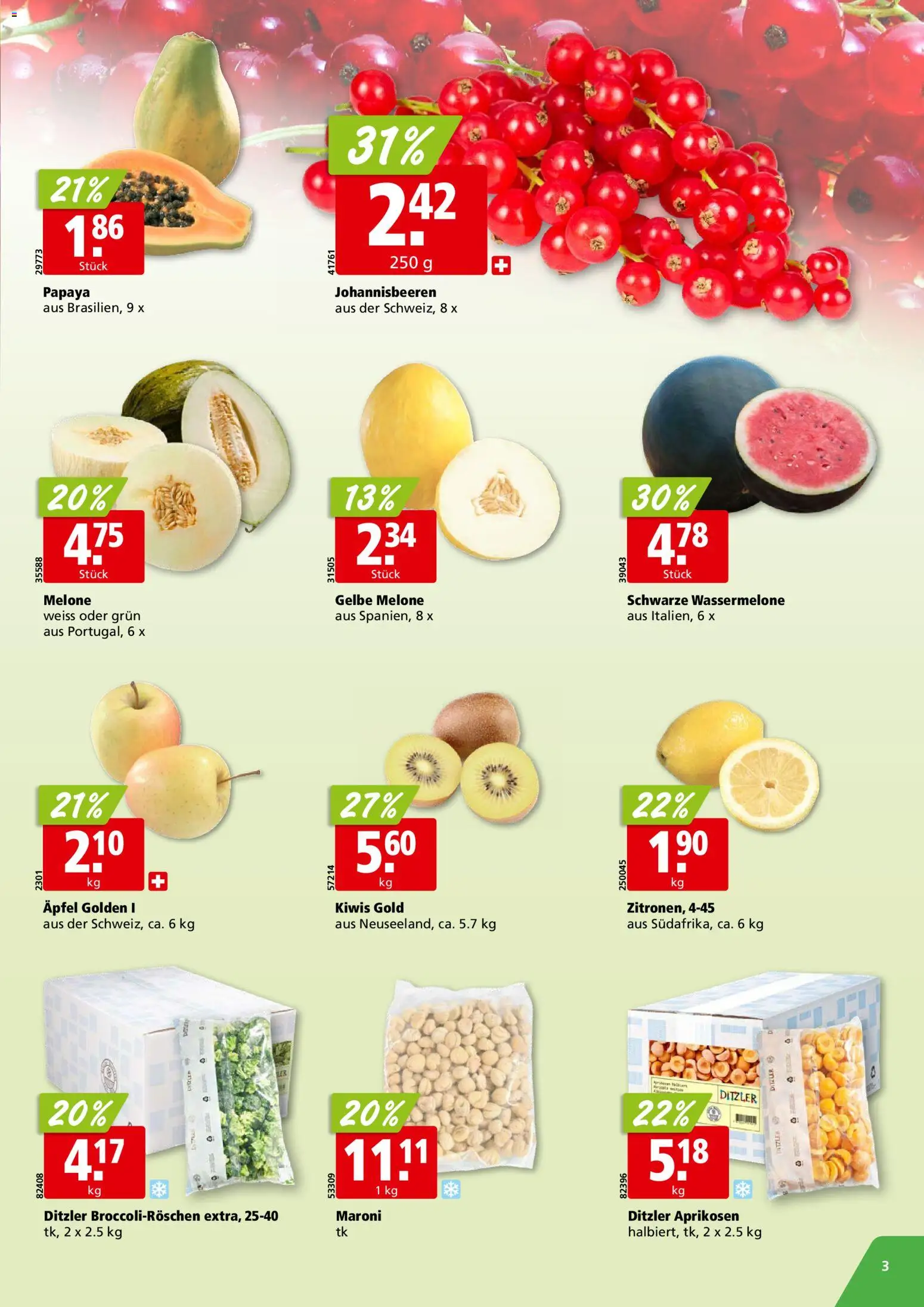 Aligro aktionen Chavannes, Matran, Genf, Sitten – gültig ab 20.07.2026 | Seite: 3 | Produkte: Äpfel, Melone, Wassermelone