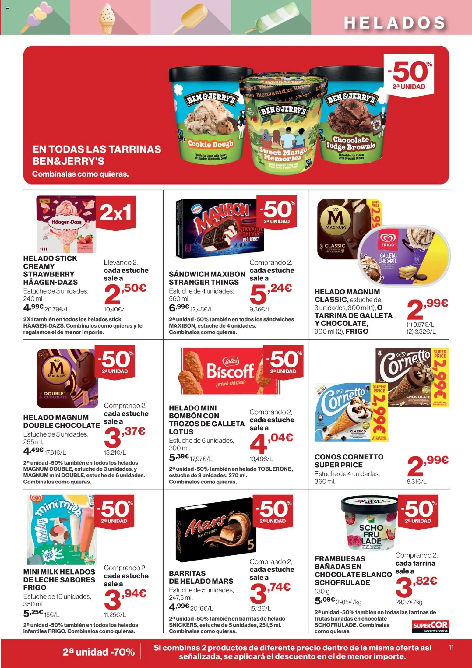 Supercor folleto │ válido desde el 13/08/2026 | Página: 11 | Productos: Chocolate blanco, Lotus, Helado Magnum, Frambuesas