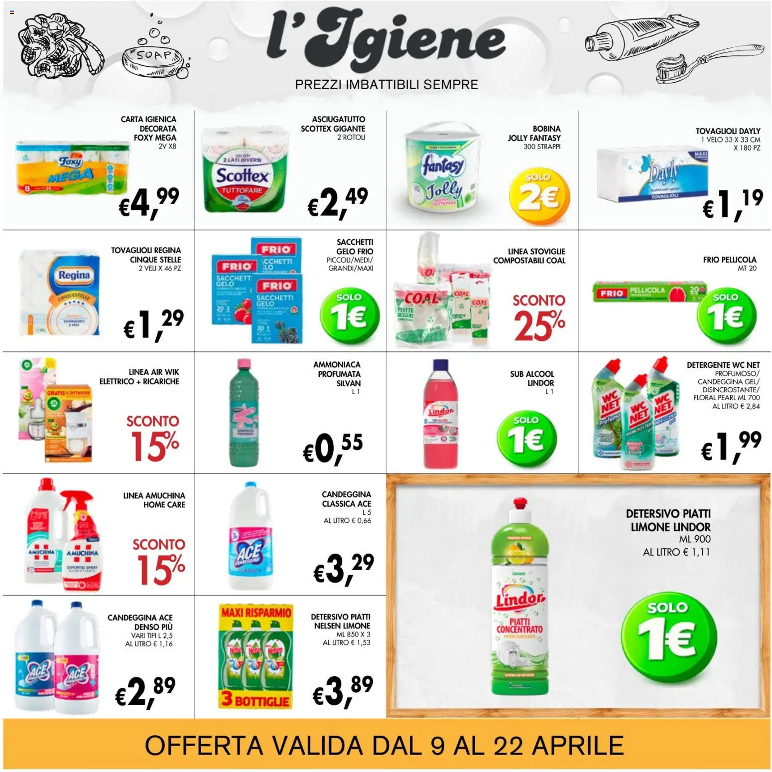 Volantino Coal del 09.04.2026 | Pagina: 22 | Prodotti: Carta igienica, Piatto, Asciugatutto, Profumo