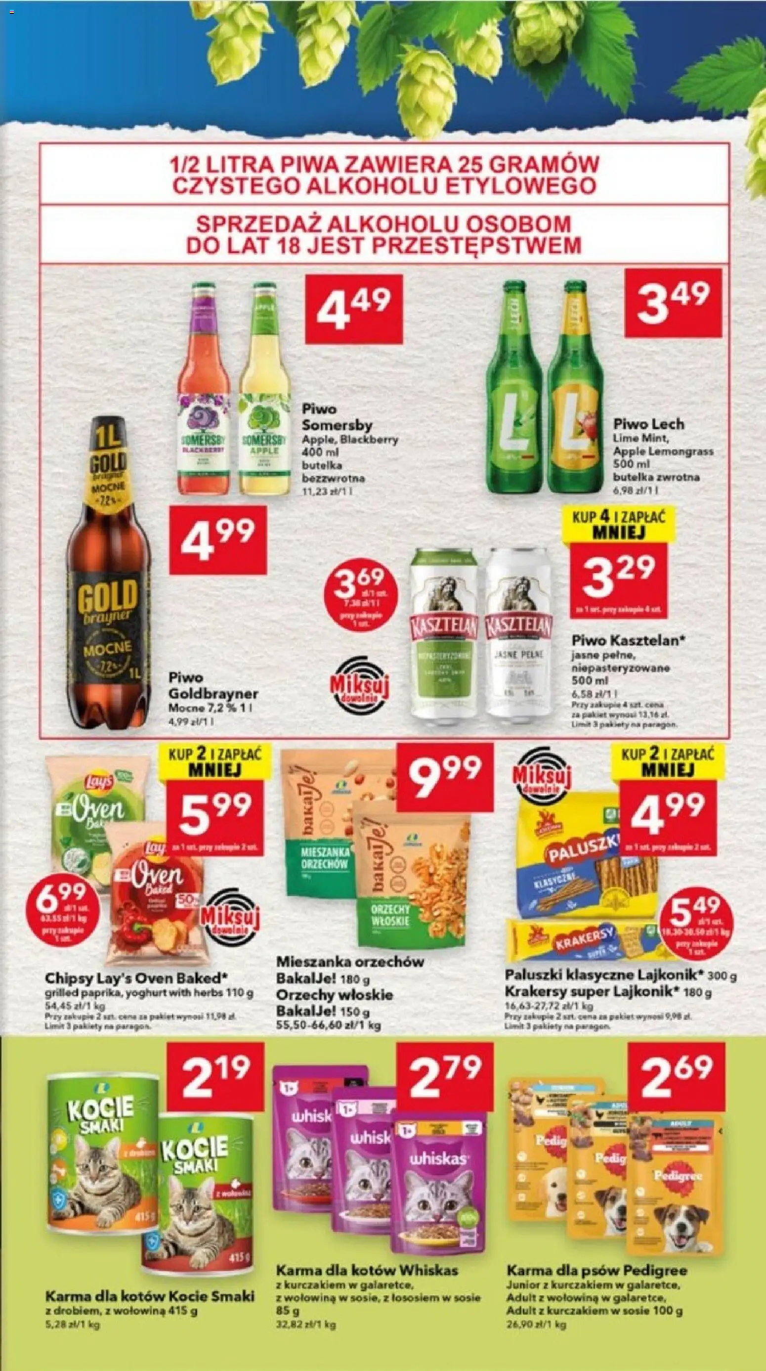 Lewiatan gazetka - Lublin od 07.05.2026 | Strona: 7 | Produkty: Karma dla kotów, Krakersy, Piwo, Somersby