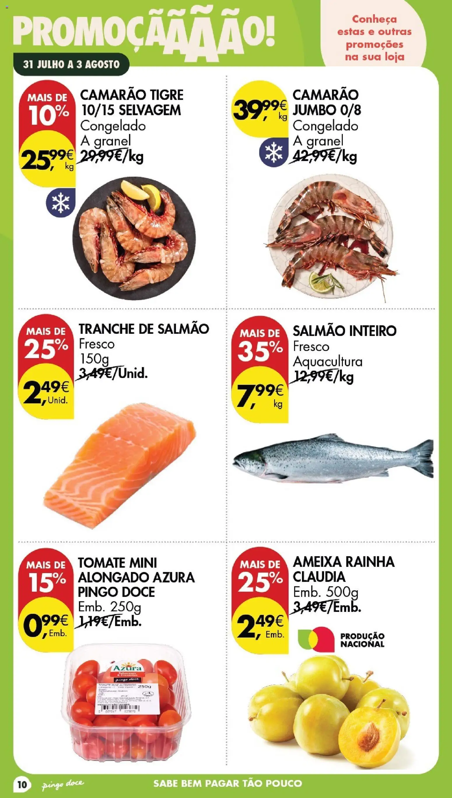 Pingo Doce Poupe este Fim de Semana │ válido de 31/07/2026 | Página: 10 | Produtos: Camarão, Salmão, Tomate