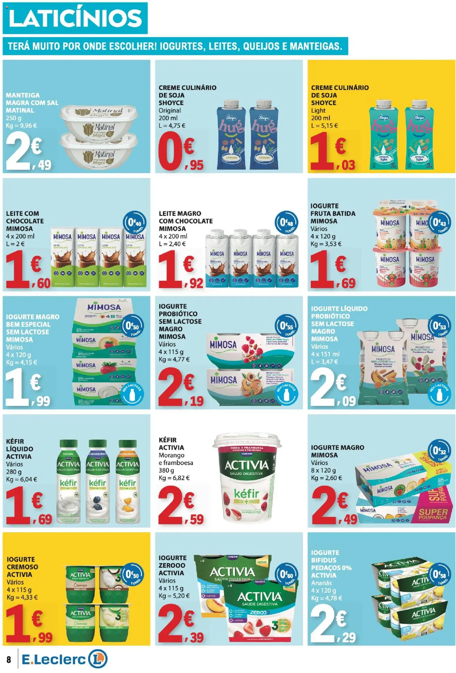 E.Leclerc folheto │ válido de 11.06.2026 | Página: 8 | Produtos: Soja, Probióticos, Iogurte, Creme