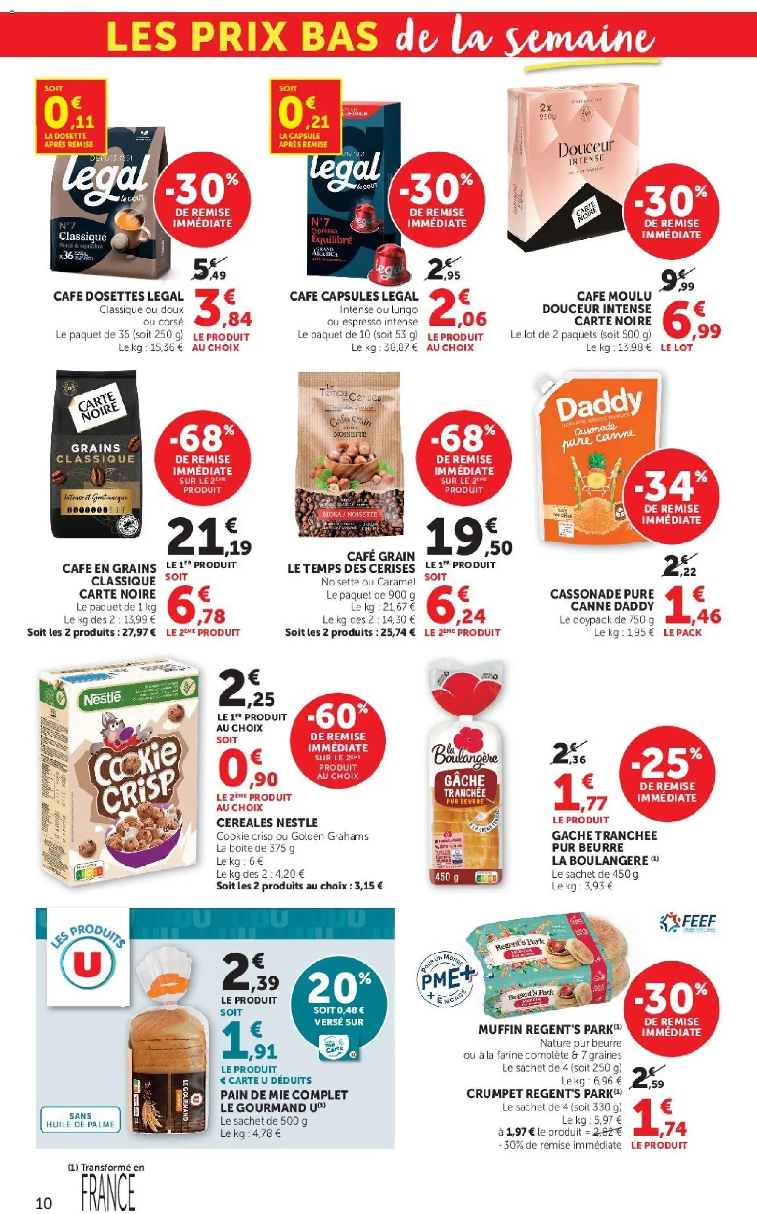 {H1} | Page: 10 | Produits: Noisette, Cerises, Café moulu, Pain