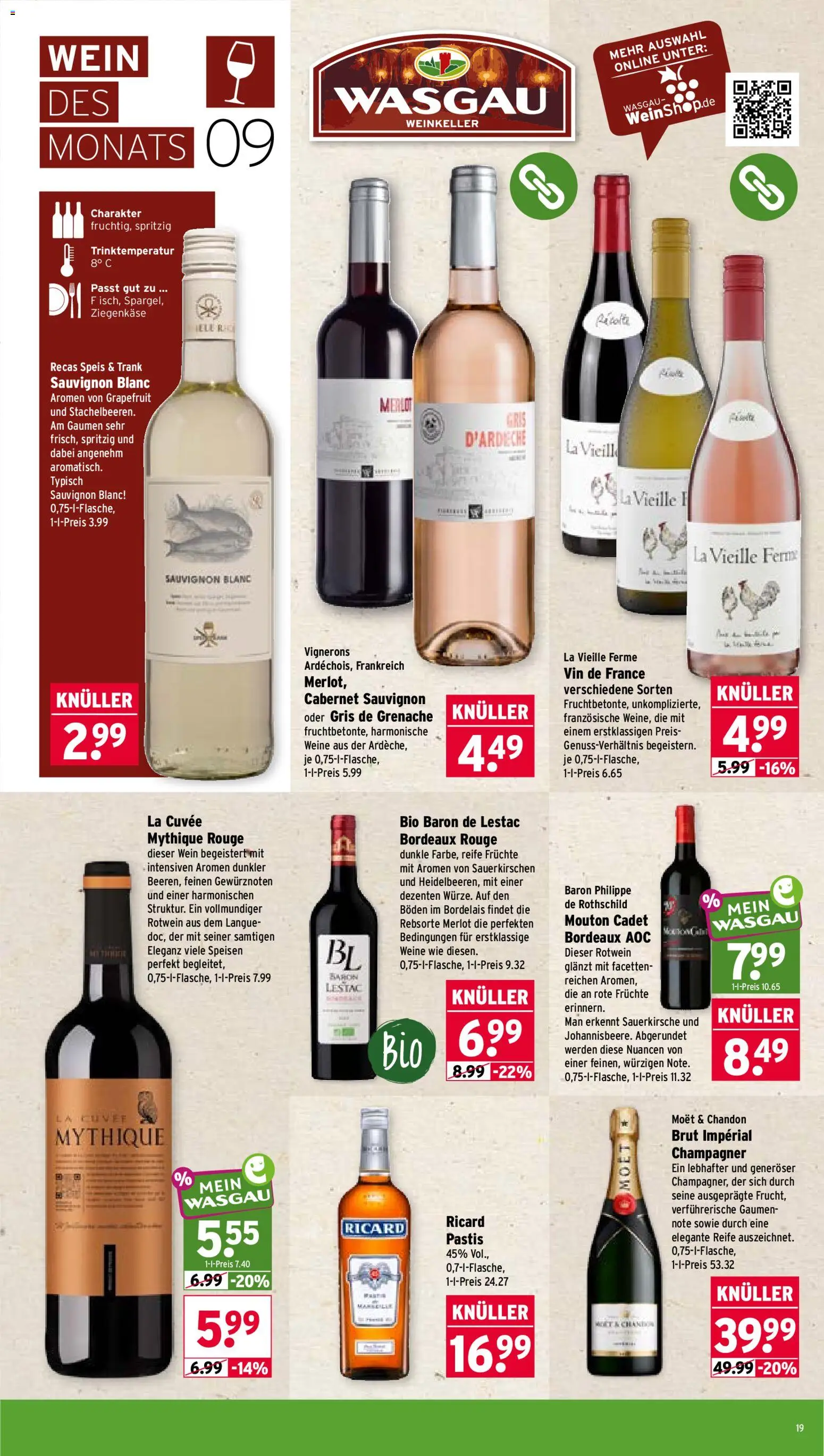 Wasgau Prospekt – gültig ab 31.08.2026 | Seite: 19 | Produkte: Merlot, Ziegenkäse, Grapefruit, Wein