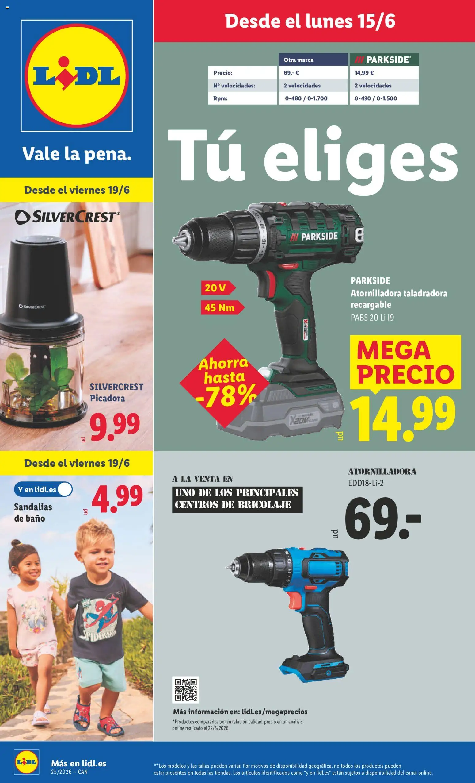 Lidl folleto de bazar Canarias │ válido desde el 15.06.2026 | Página: 1 | Productos: Sandalias, Sandalias de baño, Baño