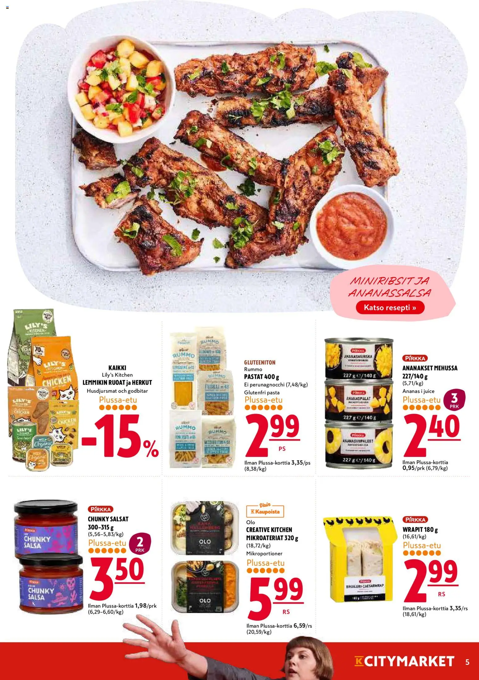 K-Citymarket tarjoukset – voimassa 03/09/2026 alkaen | Sivu: 5 | Tuotteet: Salsa, Ananas, Pasta