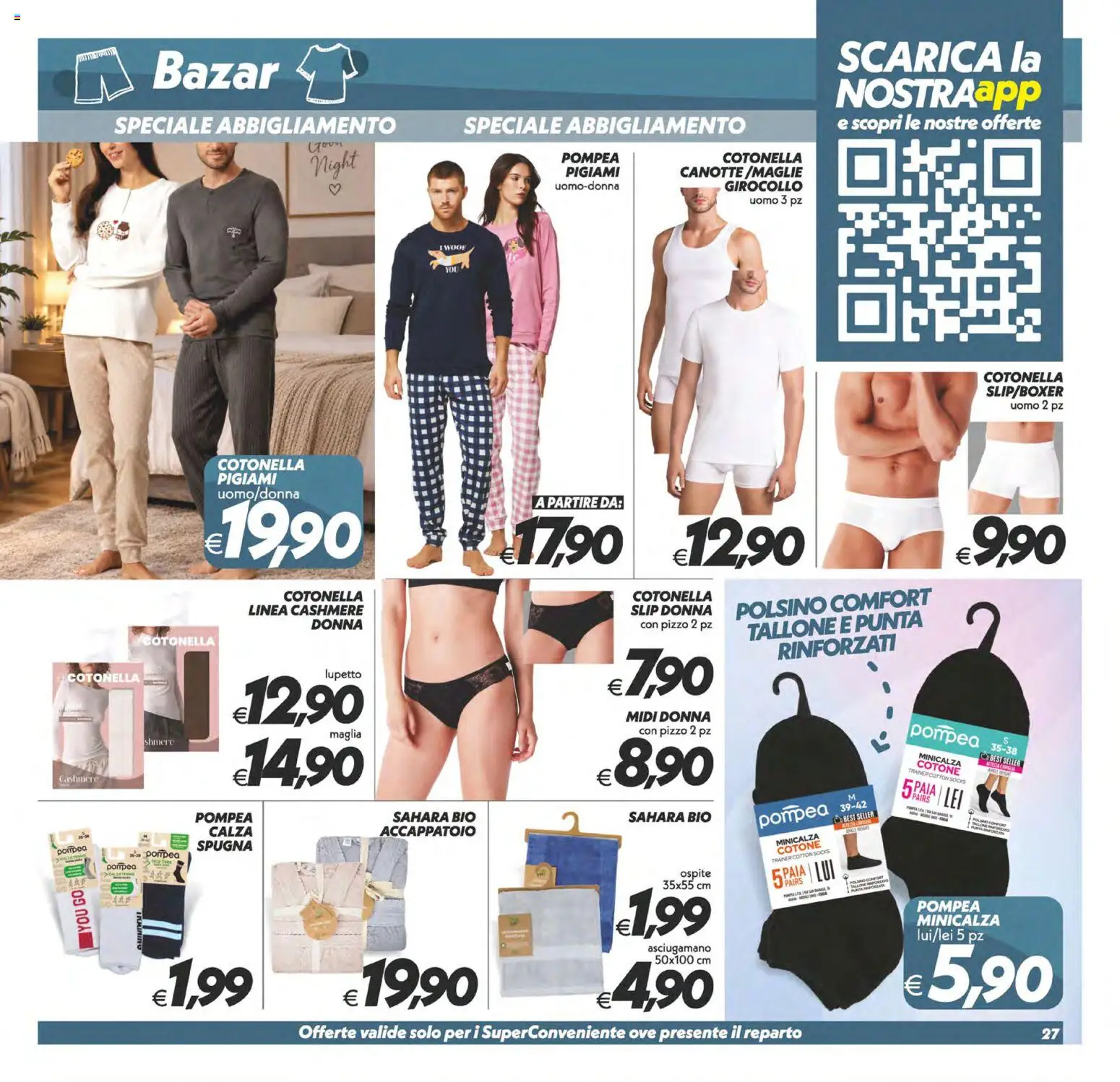 Volantino SuperConveniente del 02/10/2026 | Pagina: 27 | Prodotti: Spugna, Accappatoio, Slip, Asciugamano