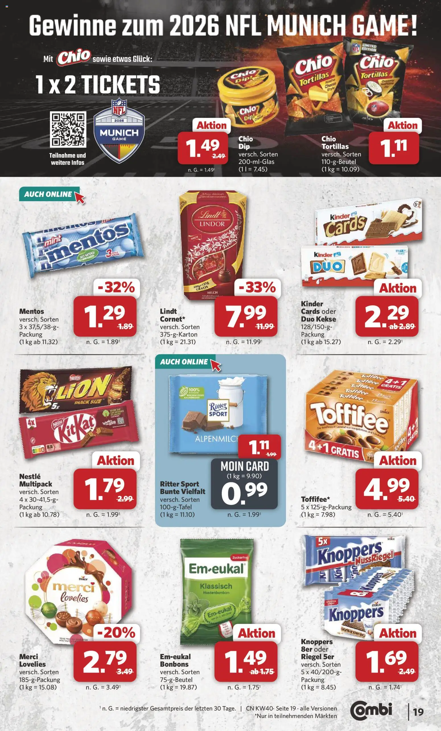 Combi Prospekt – gültig ab 28.09.2026 | Seite: 19 | Produkte: Schokolade, Ritter sport, Lindor, Knoppers