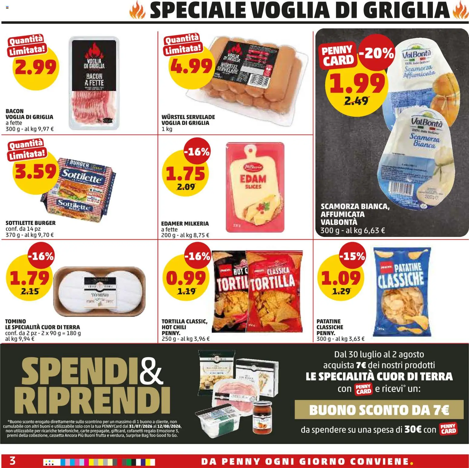 Volantino PENNY del 30/07/2026 | Pagina: 3 | Prodotti: Patatine, Frutta, Griglia, Terra