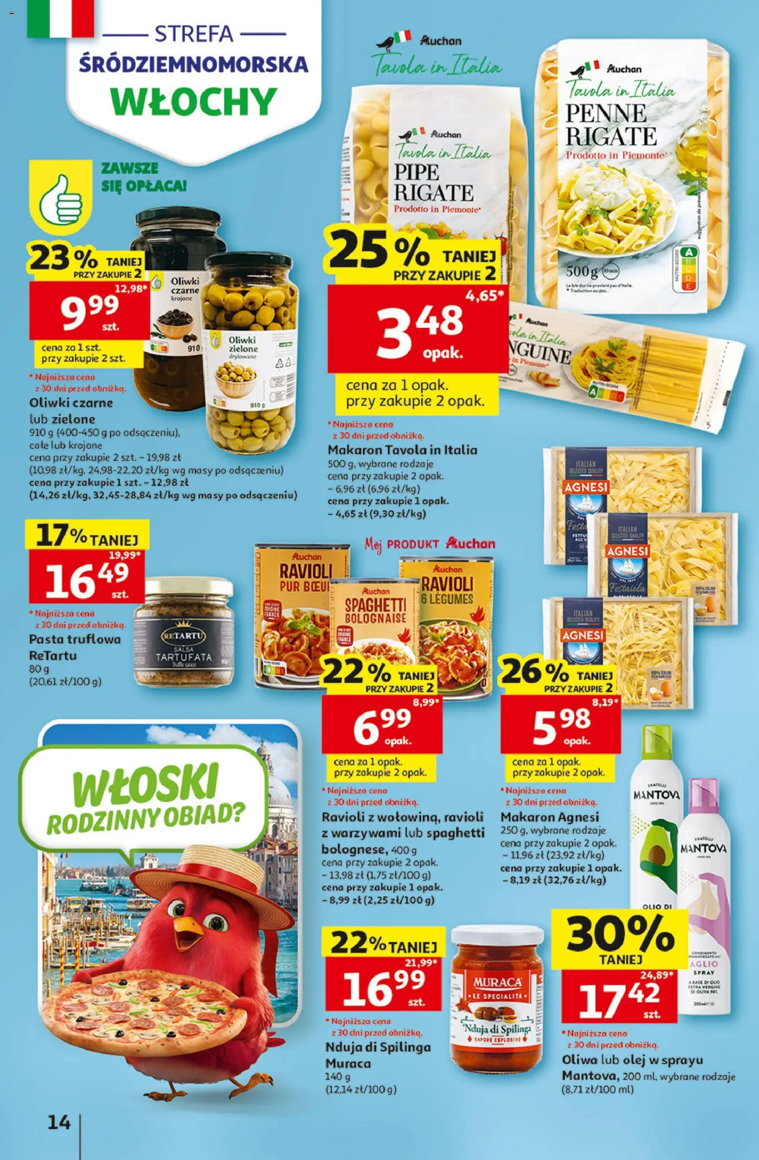 Auchan gazetka - 30 Lat Hipermarket od 07.05.2026 | Strona: 14 | Produkty: Penne, Olej, Oliwki czarne, Makaron