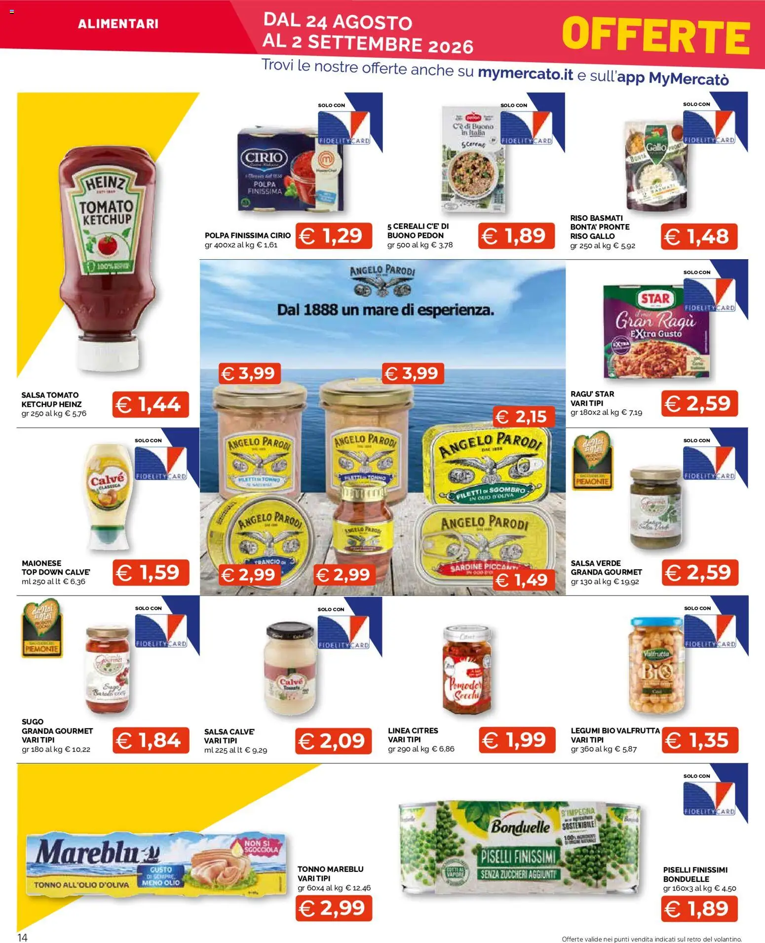 Volantino Mercatò del 24/08/2026 | Pagina: 14 | Prodotti: Riso, Ketchup, Maionese, Top