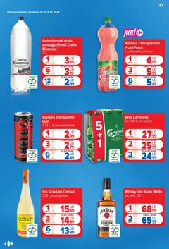 Ofertele Carrefour valabile de la 30.09.2026 | Pagină: 27 | Produse: Grapefruit, Bere, Bourbon, Apă
