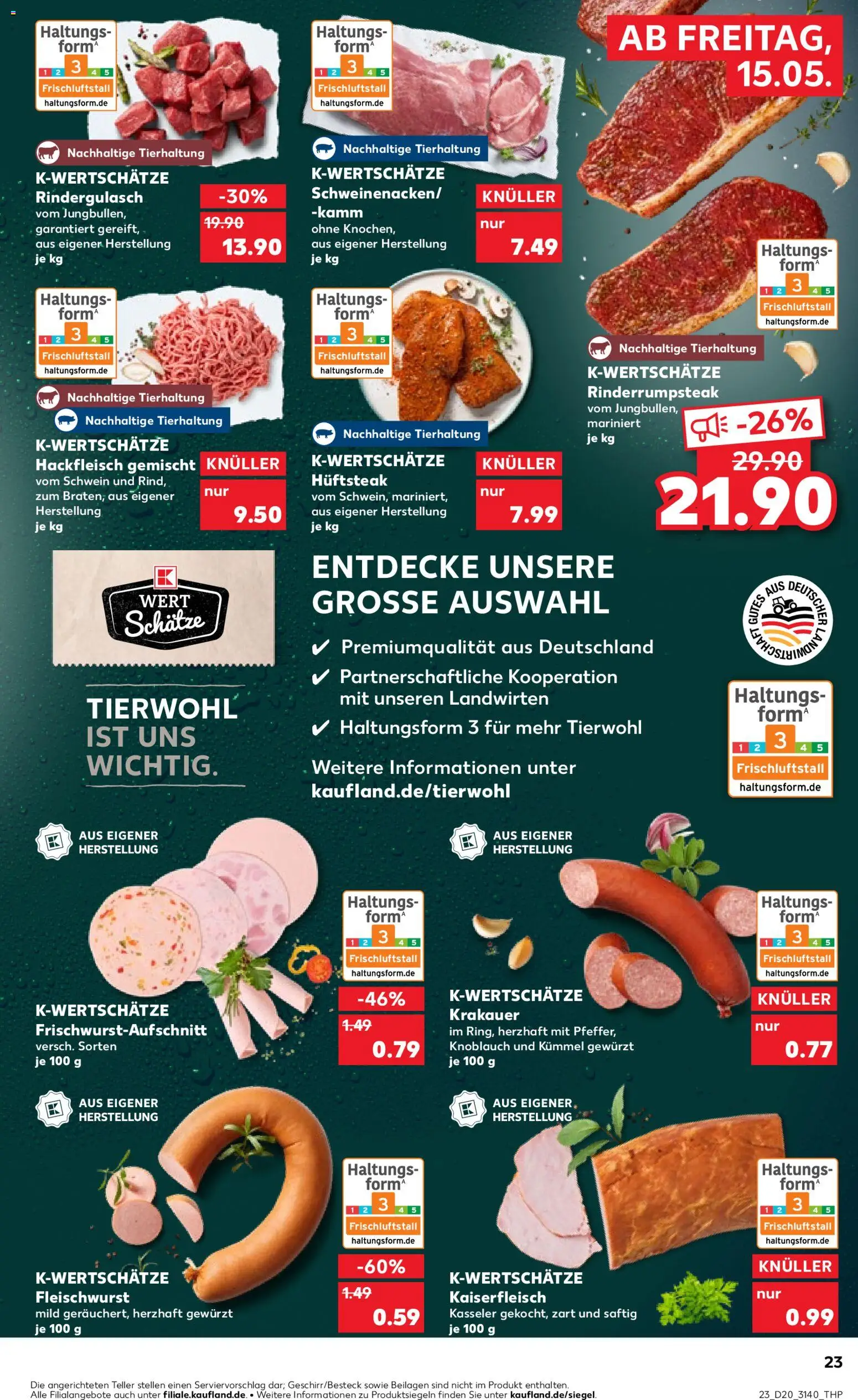 Kaufland Prospekt Leipzig	 – gültig ab 15.05.2026 | Seite: 23 | Produkte: Rindergulasch, Knoblauch, Hackfleisch