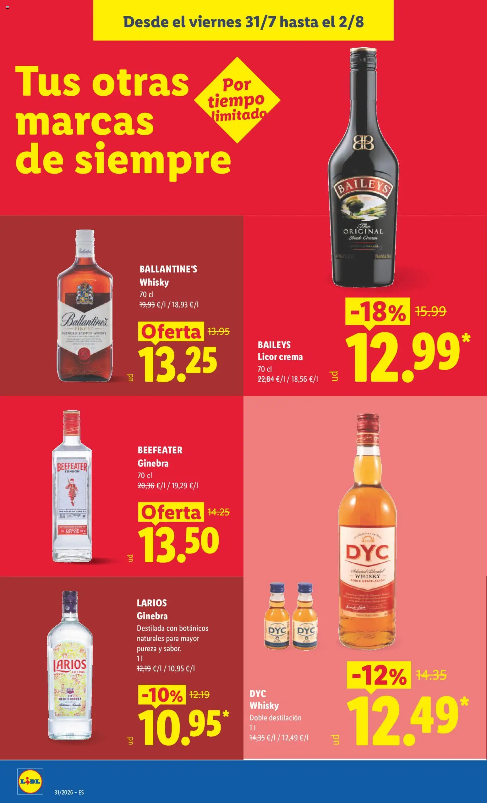 Lidl folleto │ válido desde el 27/07/2026 | Página: 30 | Productos: Licor, Ginebra, Crema, Whisky