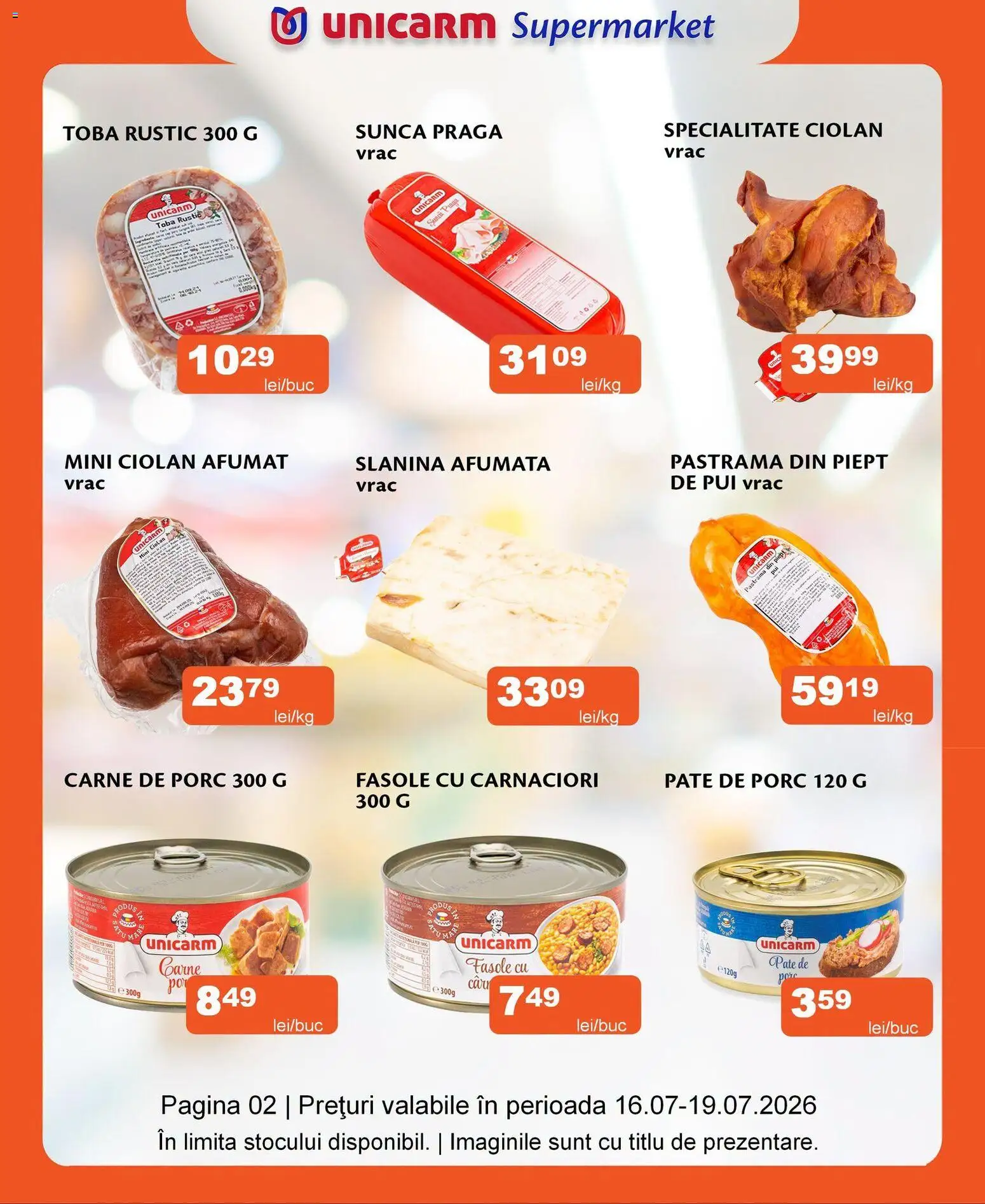 Noul catalog Unicarm – valabil de la 16.07.2026 | Pagină: 2 | Produse: Hacıyatmaz Kedi Oyuncağı, Pate, Șuncă, Carne De Porc