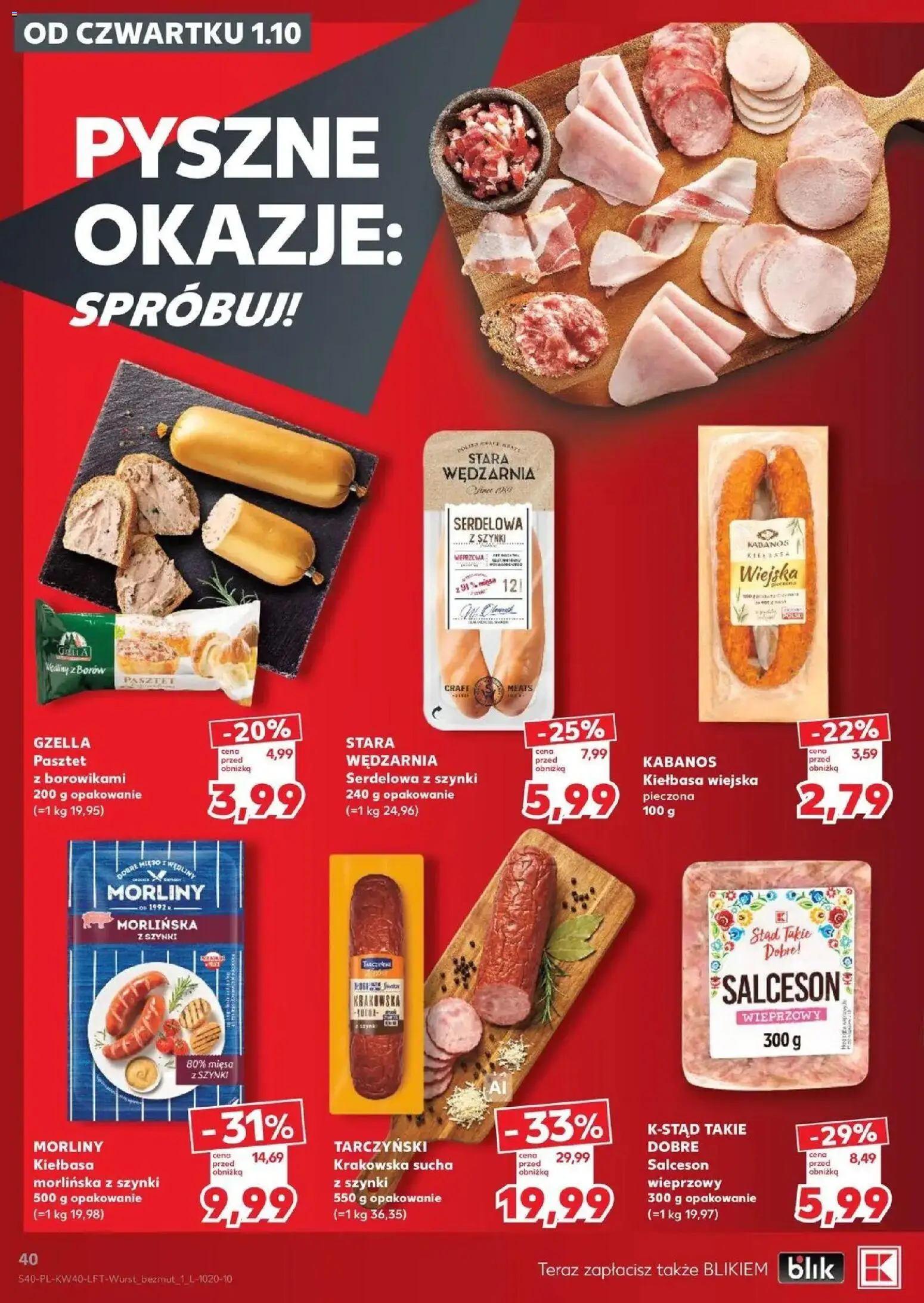Kaufland gazetka od 01.10.2026 - od jutra PDF | Strona: 40 | Produkty: Mięso, Pasztet, Krakowska sucha, Kabanos