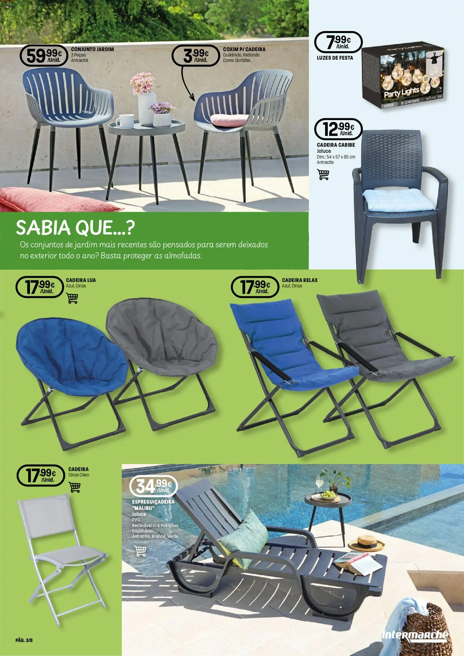 Intermarché Folheto Contact │ válido de 07.05.2026 | Página: 3 | Produtos: Espreguiçadeira, Cadeira