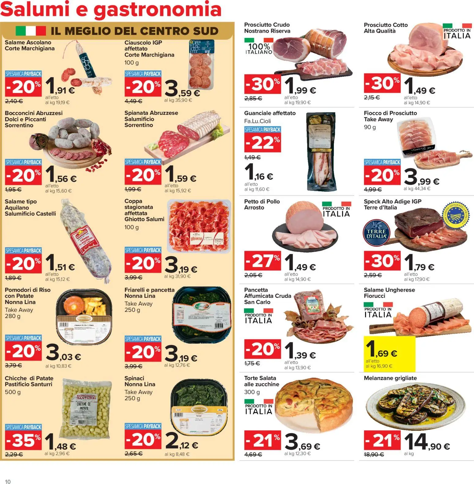Volantino Carrefour del 16.06.2026 | Pagina: 10 | Prodotti: Speck, Prosciutto Crudo, Prosciutto Cotto, Zucchine