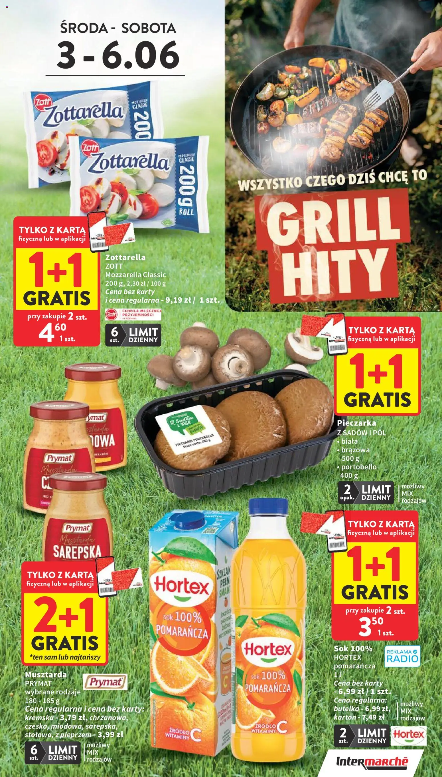 Intermarche gazetka od 03.06.2026 | Strona: 3 | Produkty: Karta, Pieczarki, Musztarda, Sok