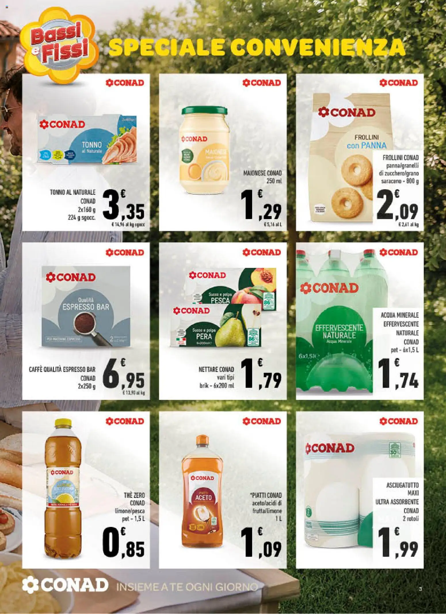 Volantino Conad del 10.06.2026 | Pagina: 3 | Prodotti: Caffè, Pesca, Tonno, Acqua minerale
