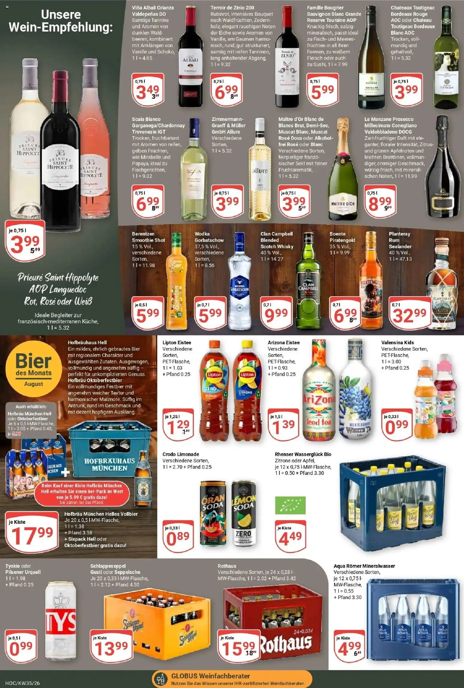 Globus Prospekt Hockenheim (ab 24.08.2026) » Angebote online | Seite: 19 | Produkte: Whisky, Duft, Limonade, Prosecco